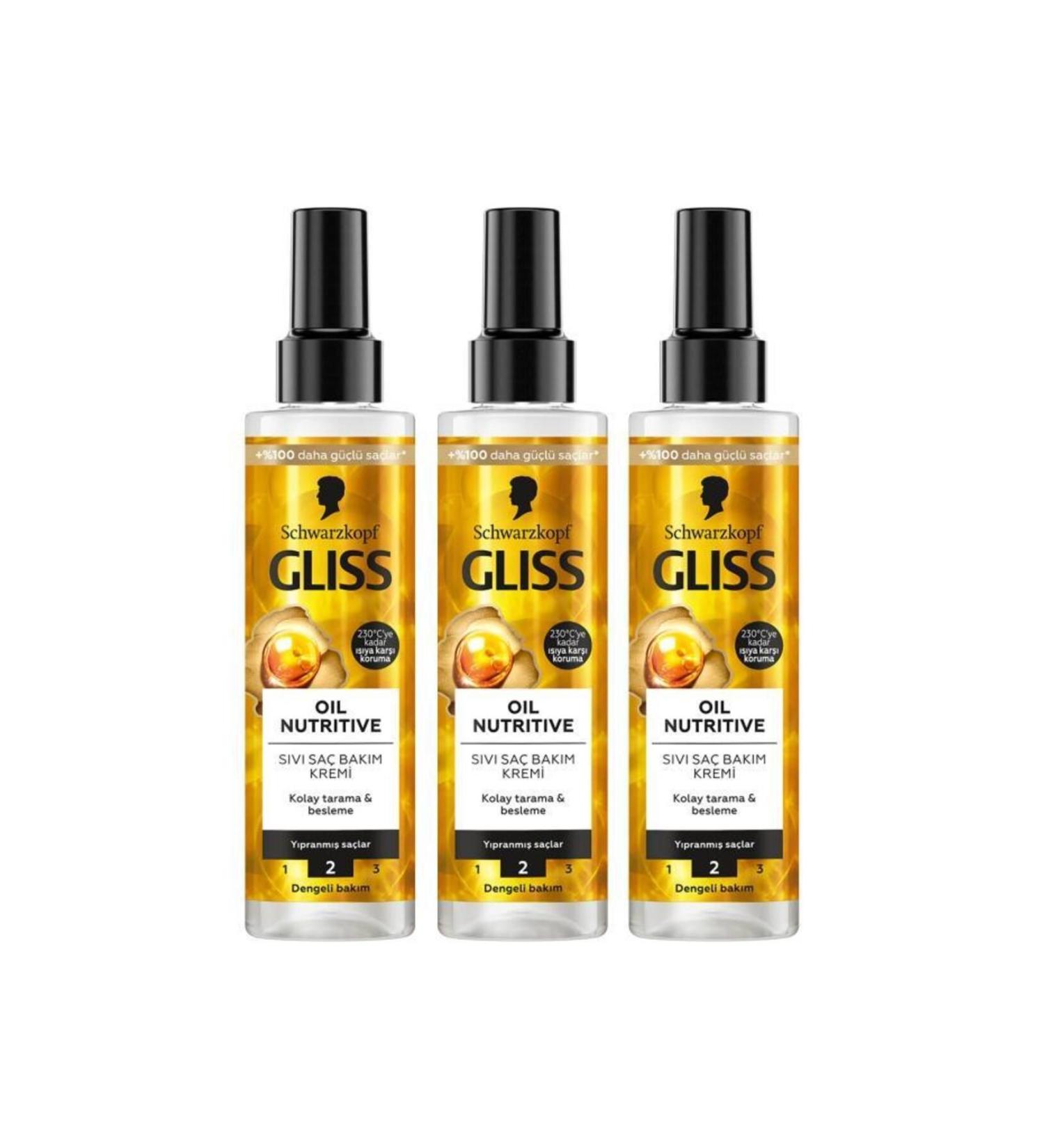 Gliss Liquid Conditioner 200ml Oil Nutritive X3