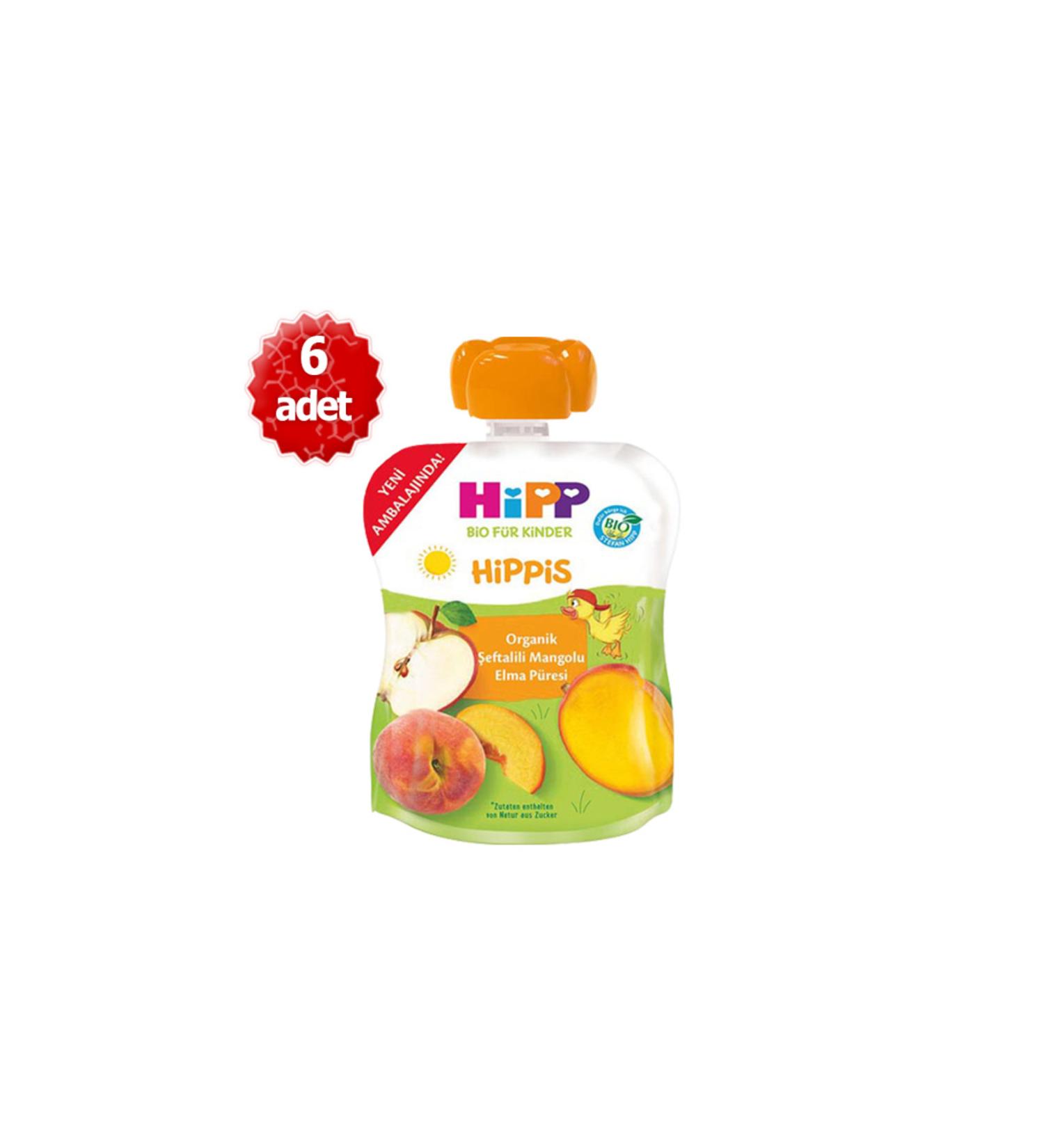 Hipp Organic x 6 Pieces Peach Mango Apple Puree 100gr