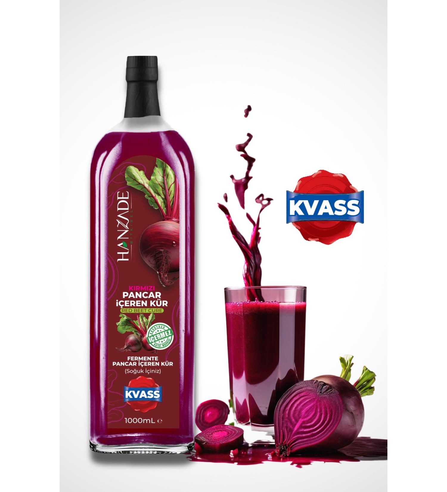 Hanzade Herbal Beet Kvass Fermented Red Beetroot Cure 1 Liter Glass Bottle - Buy Online on GoSupps.com