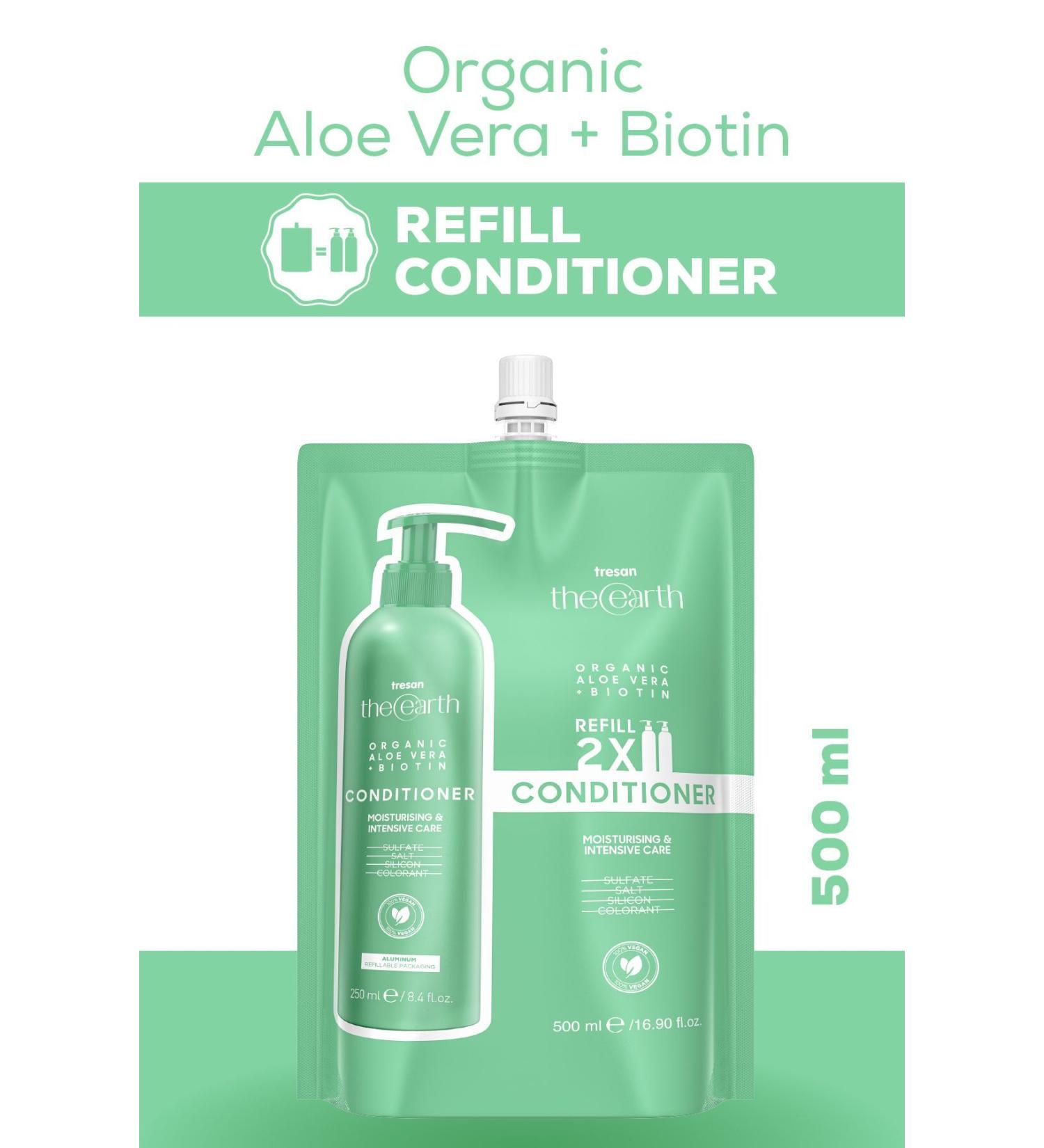 Tresan The Earth Organic Aloe Vera Biotin Conditioner Refill Pouch 500 ml X2