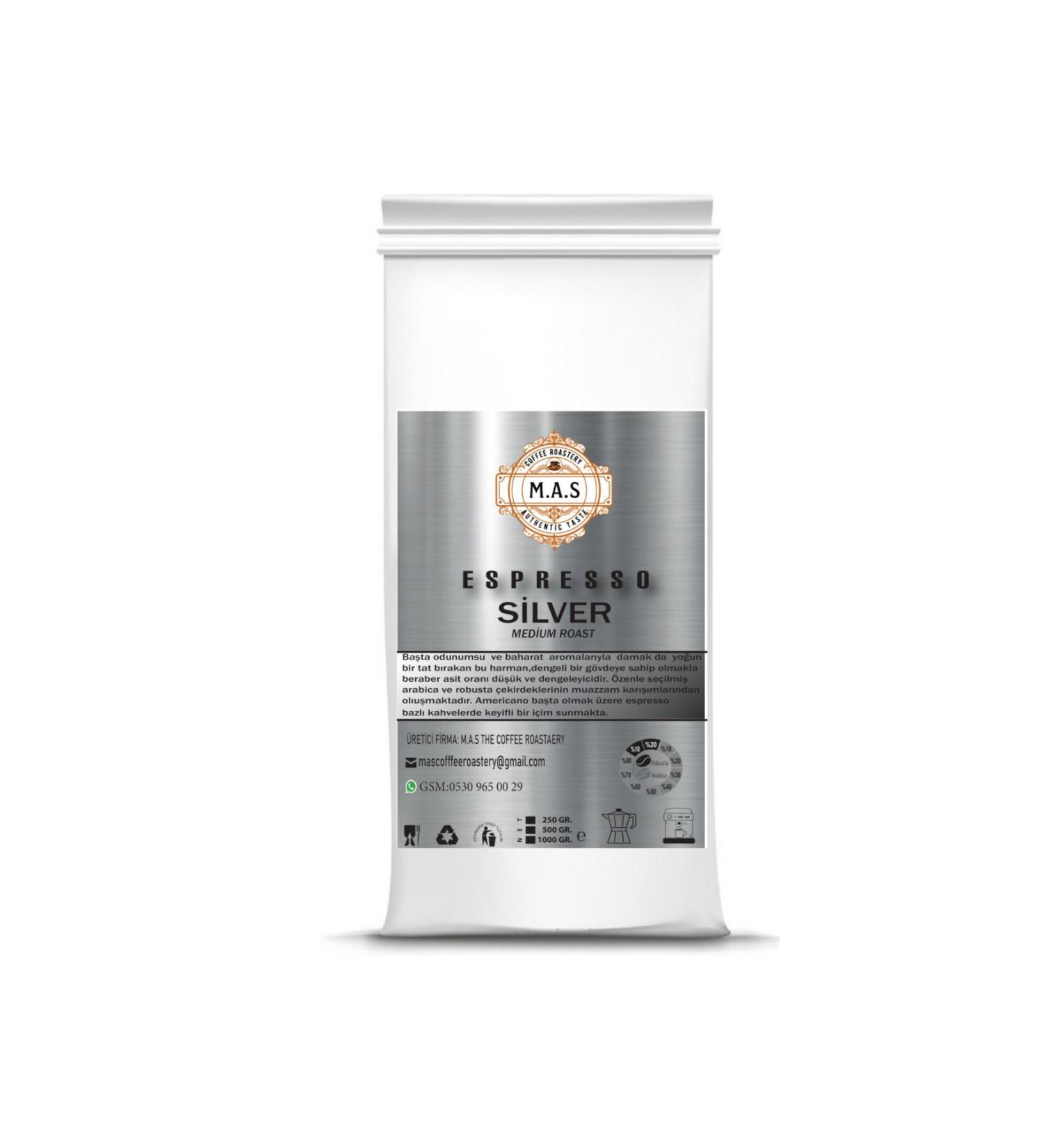MAS THE COFFEE ROASTERY 1 Kg Espresso Silver Blend (BEANS OR GROUND) Coffee.