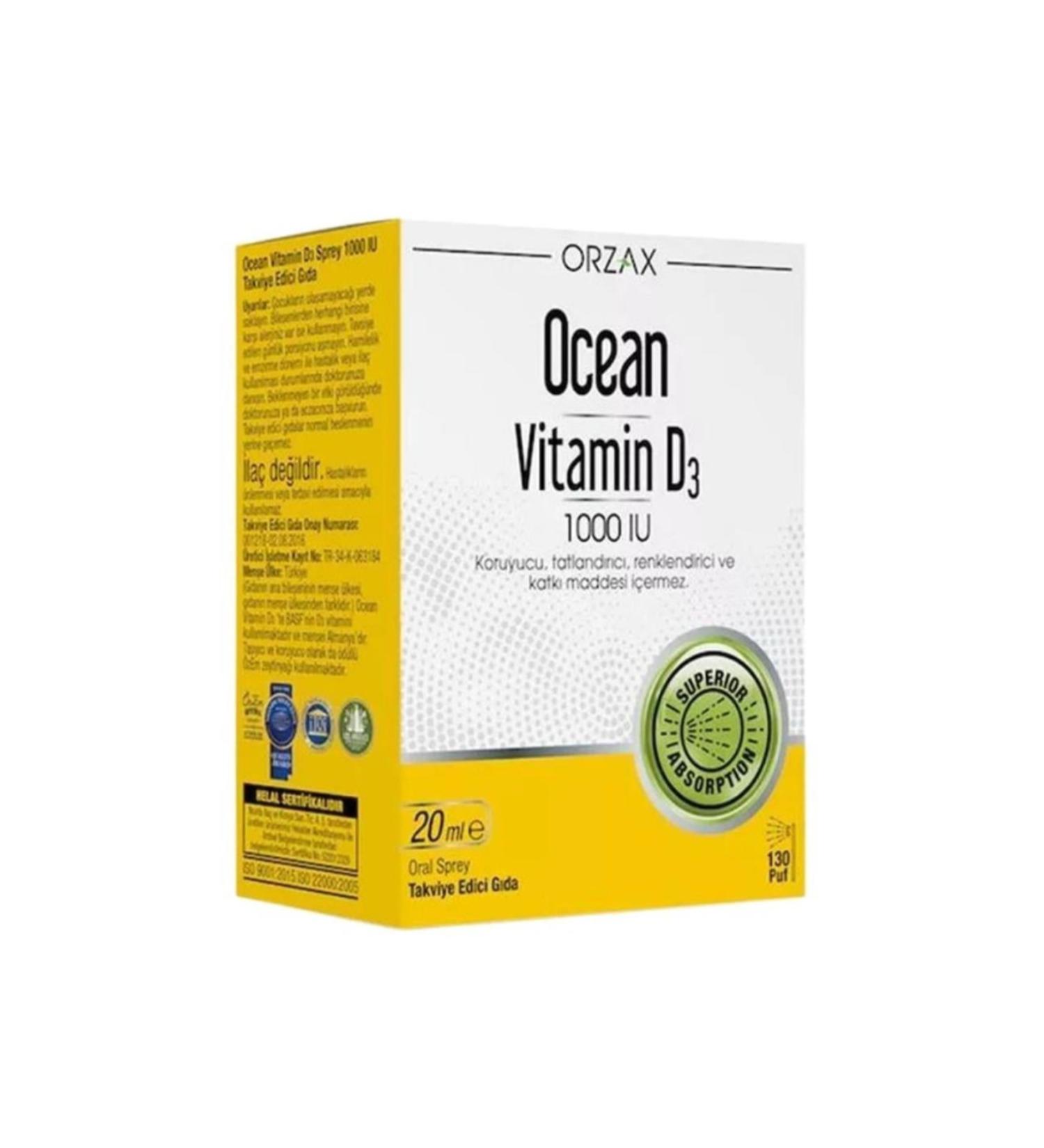 Ocean Orzax Ocean Vitamin D3 1000 IU Spray 20ml-MFREYON00990