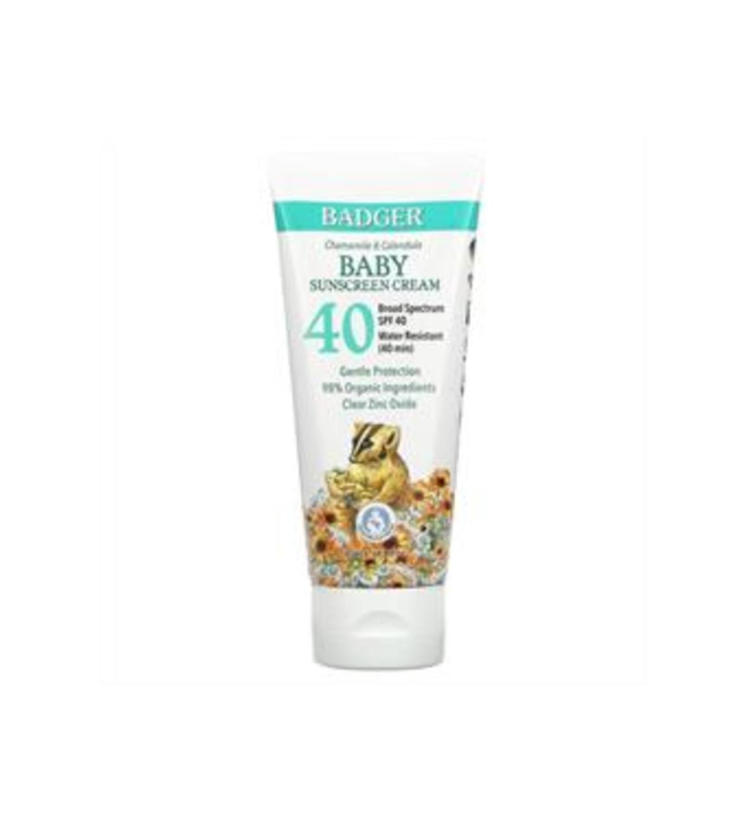 Baby ( CLAY MASK GIFT ) Badger Clear Zinc Kids Spf40+ Sun Cream 87 ml ( 1 PIECE )