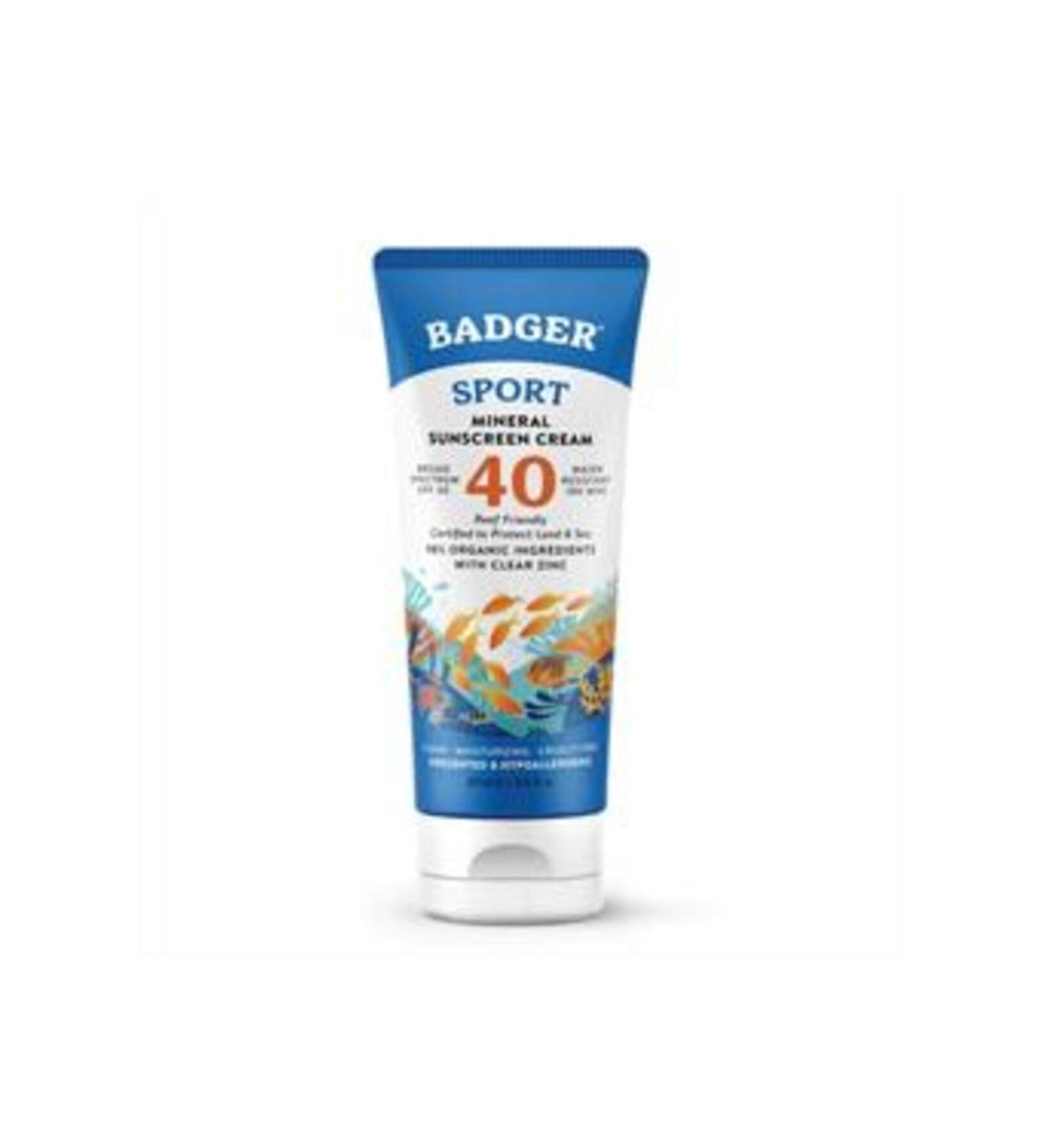 Baby ( CLAY MASK GIFT ) Badger Sport Mineral Sunscreen Spf40+ Cream 87 ml ( 1 PIECE )