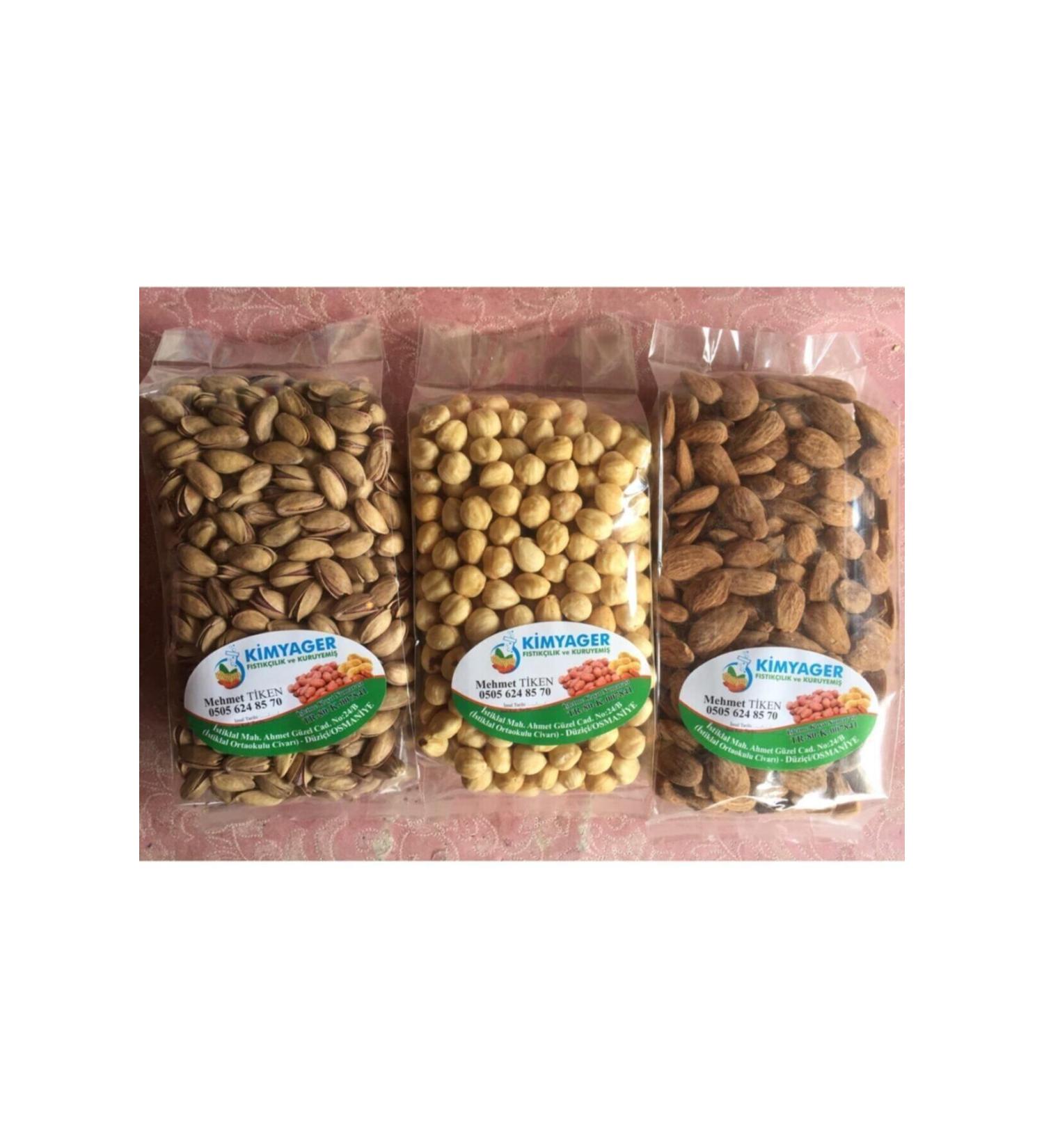 CHEMIST PISTACHIO AND NUTS 500 gr Pistachio 500 gr Hazelnut 500 gr Almond (total 1.5 kg)