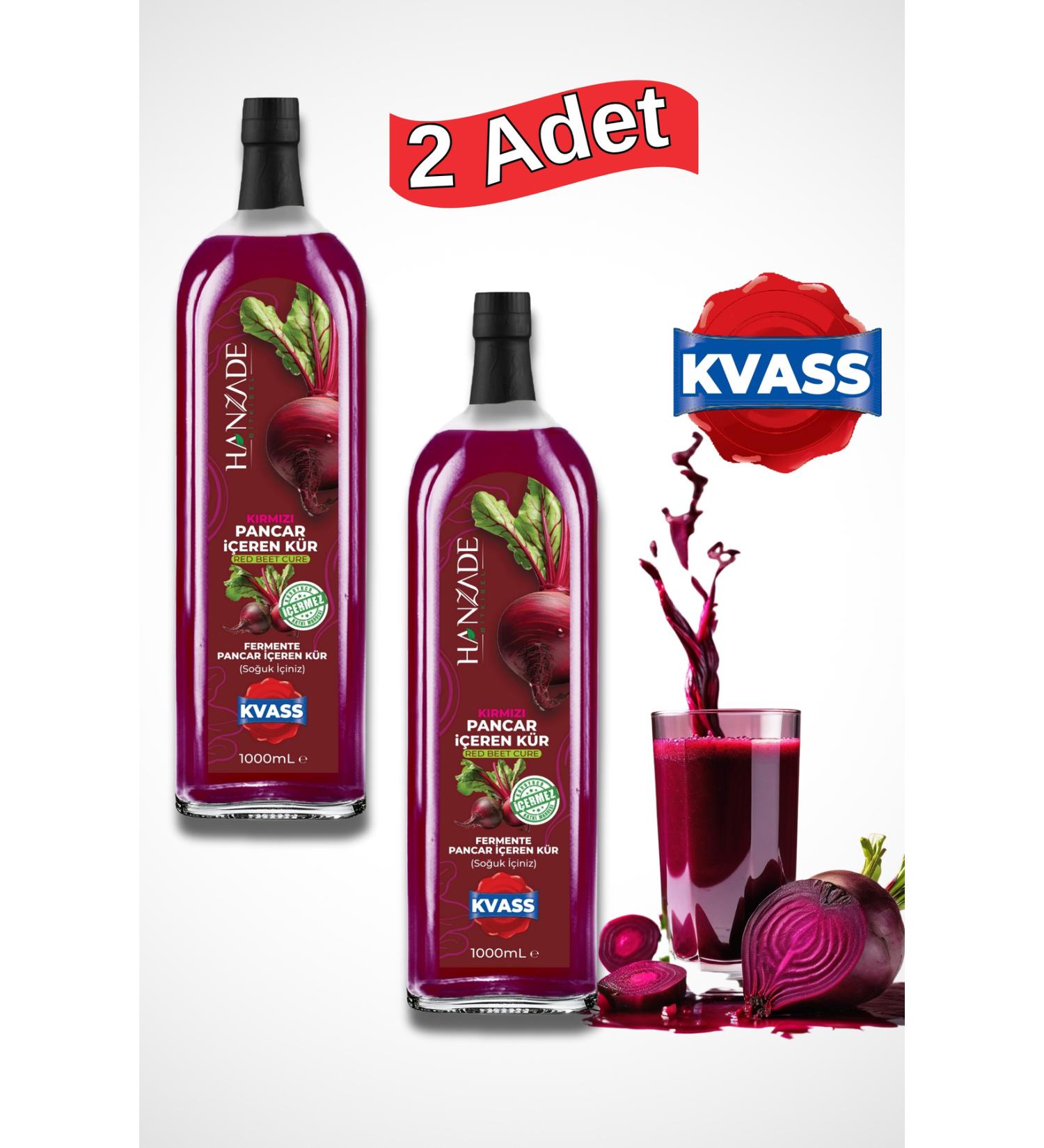 Hanzade Herbal Beet Kvass Fermented Red Beetroot Cure 1 Liter x 2 Glass Bottles - Buy Online on GoSupps.com