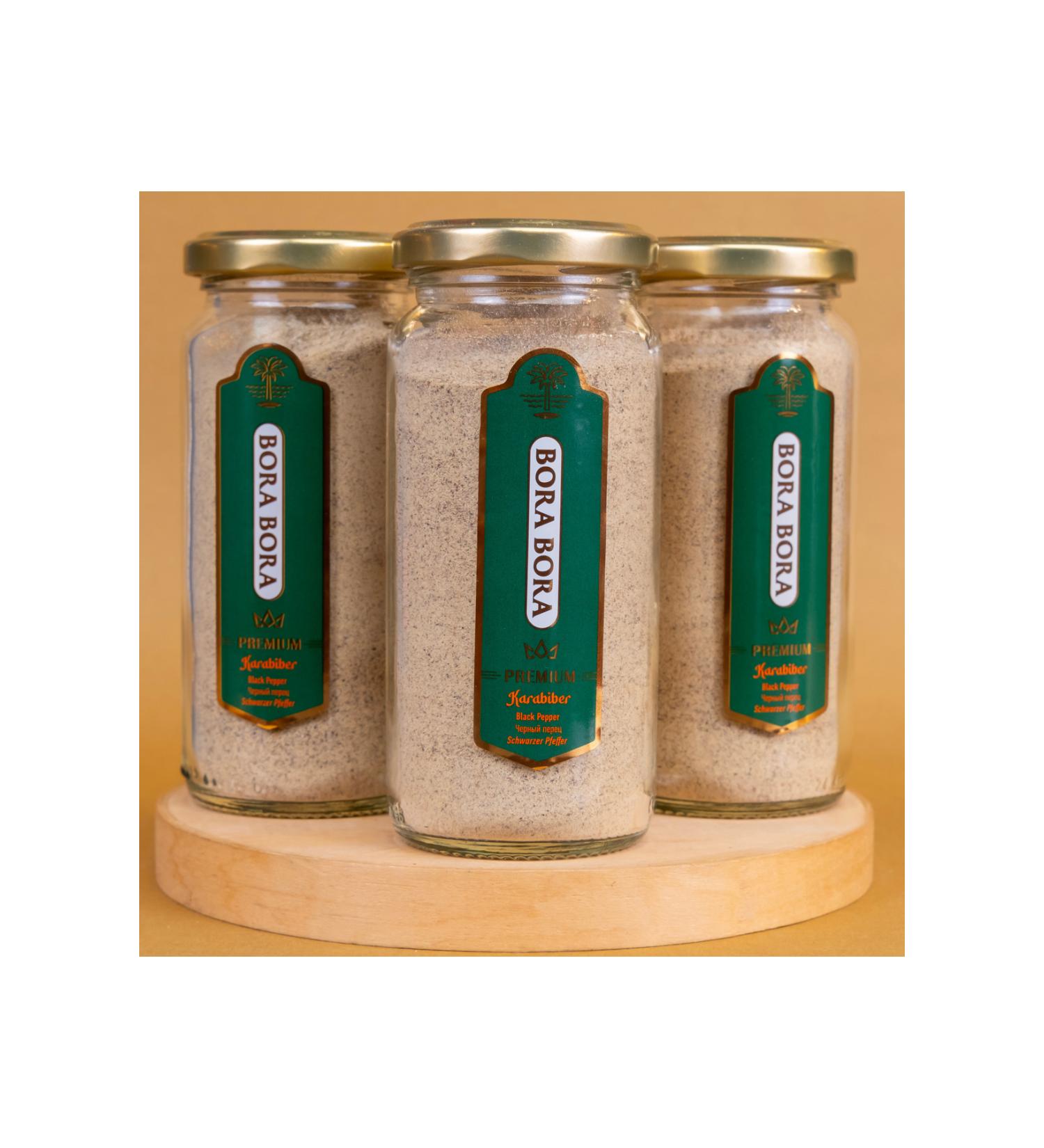 bora bora White Black Pepper Powder | Glass Bottle | 120gr