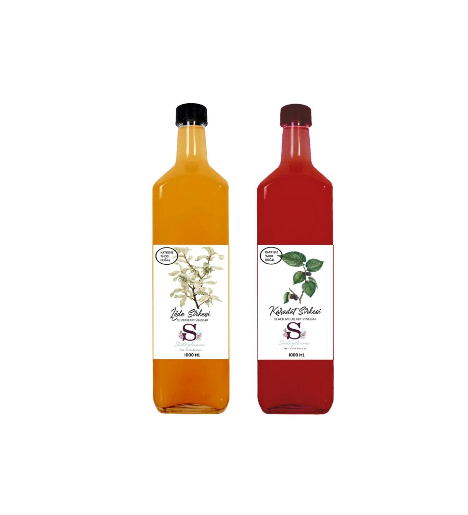 S heylaana Natural Oleaster Vinegar 1000 ml and Black Mulberry Vinegar 1000 ml