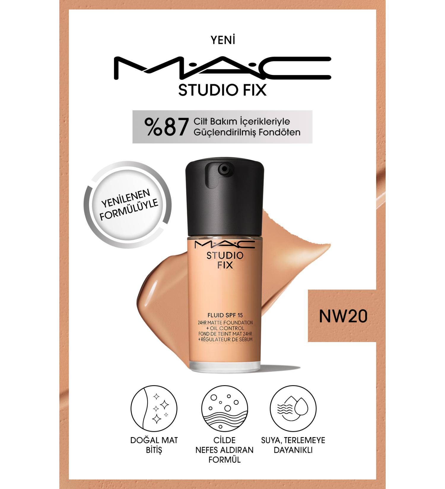 Mac 24 Hour Lasting Matte Foundation - Studio Fix Fluid Spf15 - Color: Nw20 - 30ml - Buy Online on GoSupps.com