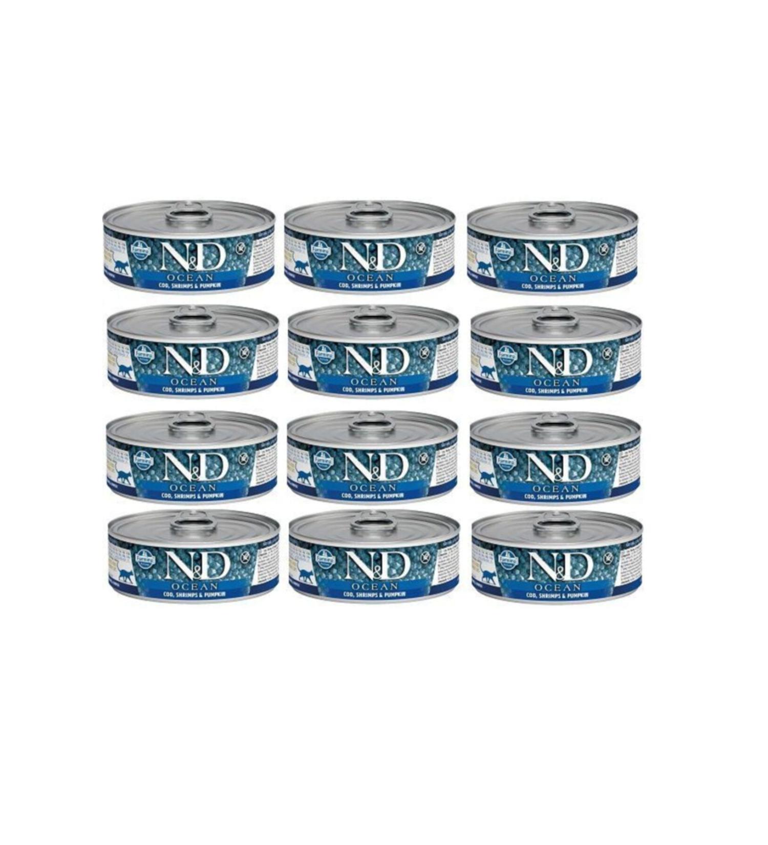 N & D Nd Grain-Free Fish Kitten Cat Canned Food 80 Gr X 12 Pieces