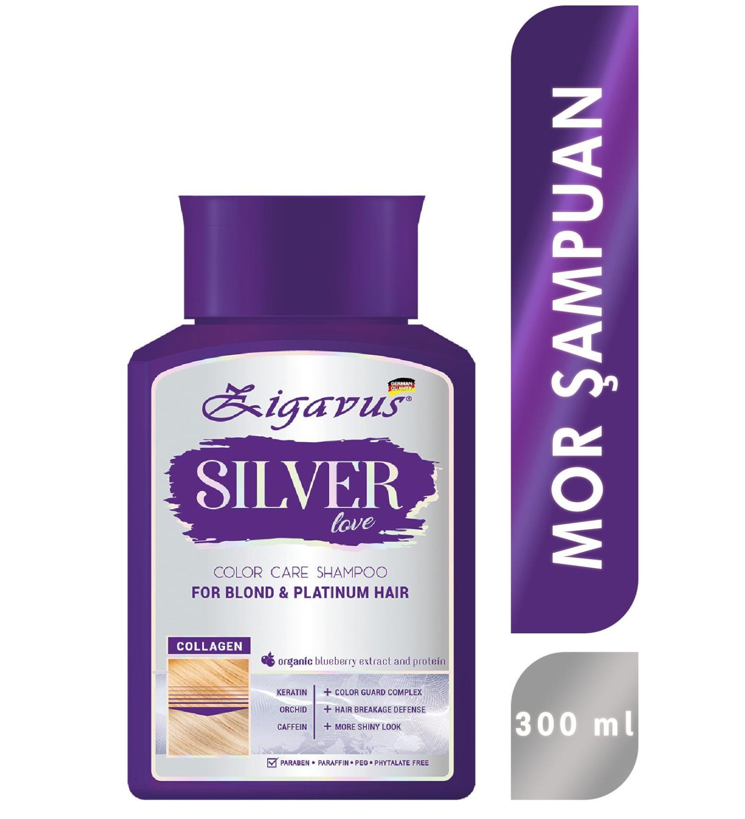 Zigavus Silver Anti-Orange Purple Shampoo for Blonde Platinum Hair Color Protector Keratin Cafein 300 ml - Buy Online on GoSupps.com