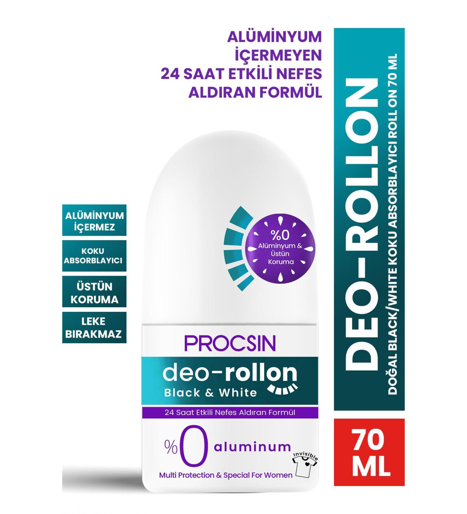 PROCSIN Natural Black&White Odor Absorber Roll On 70 ML