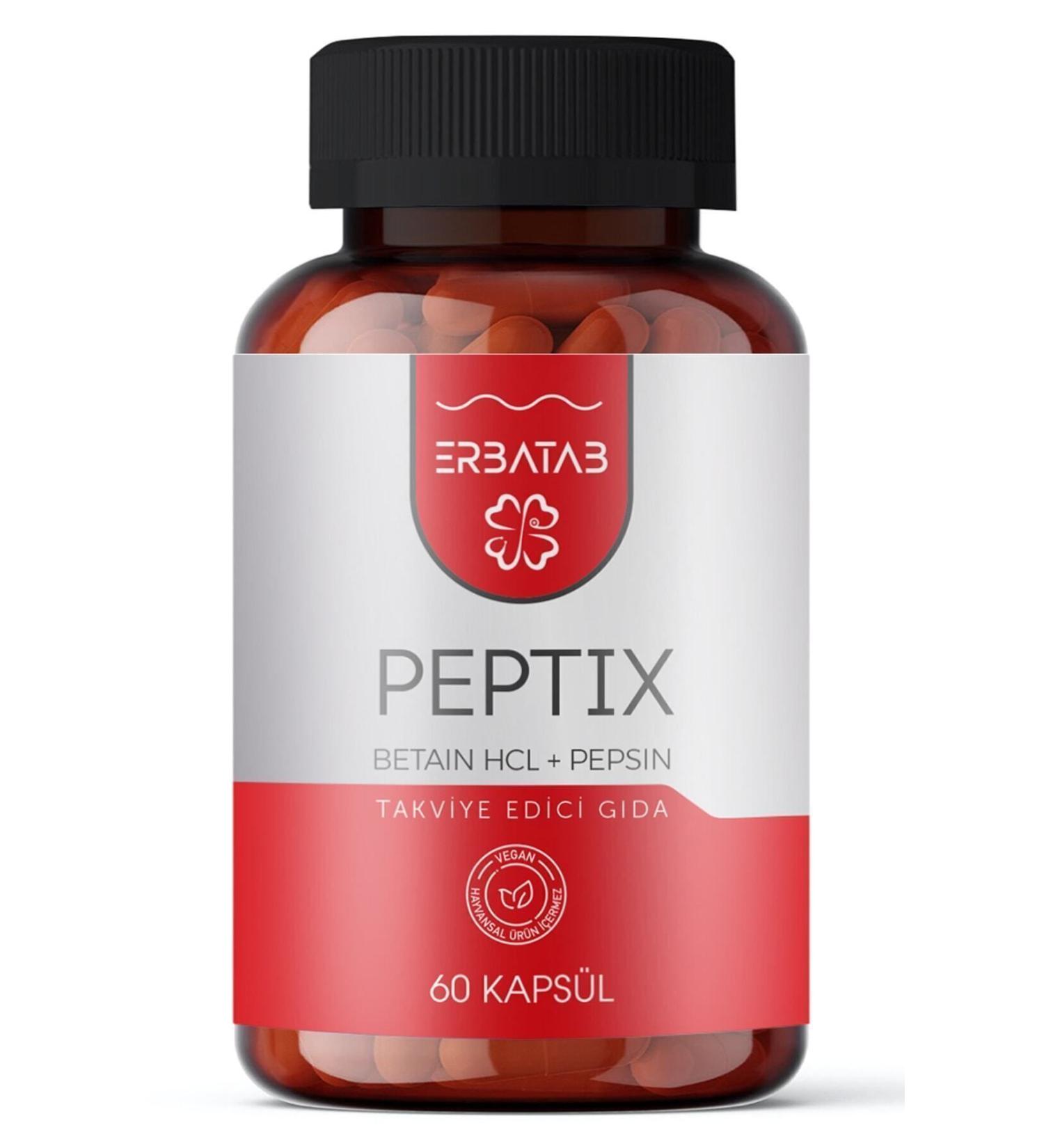Erbatab Betaine Hcl Pepsin Food Supplement Peptix 60 Capsules - Buy Online on GoSupps.com