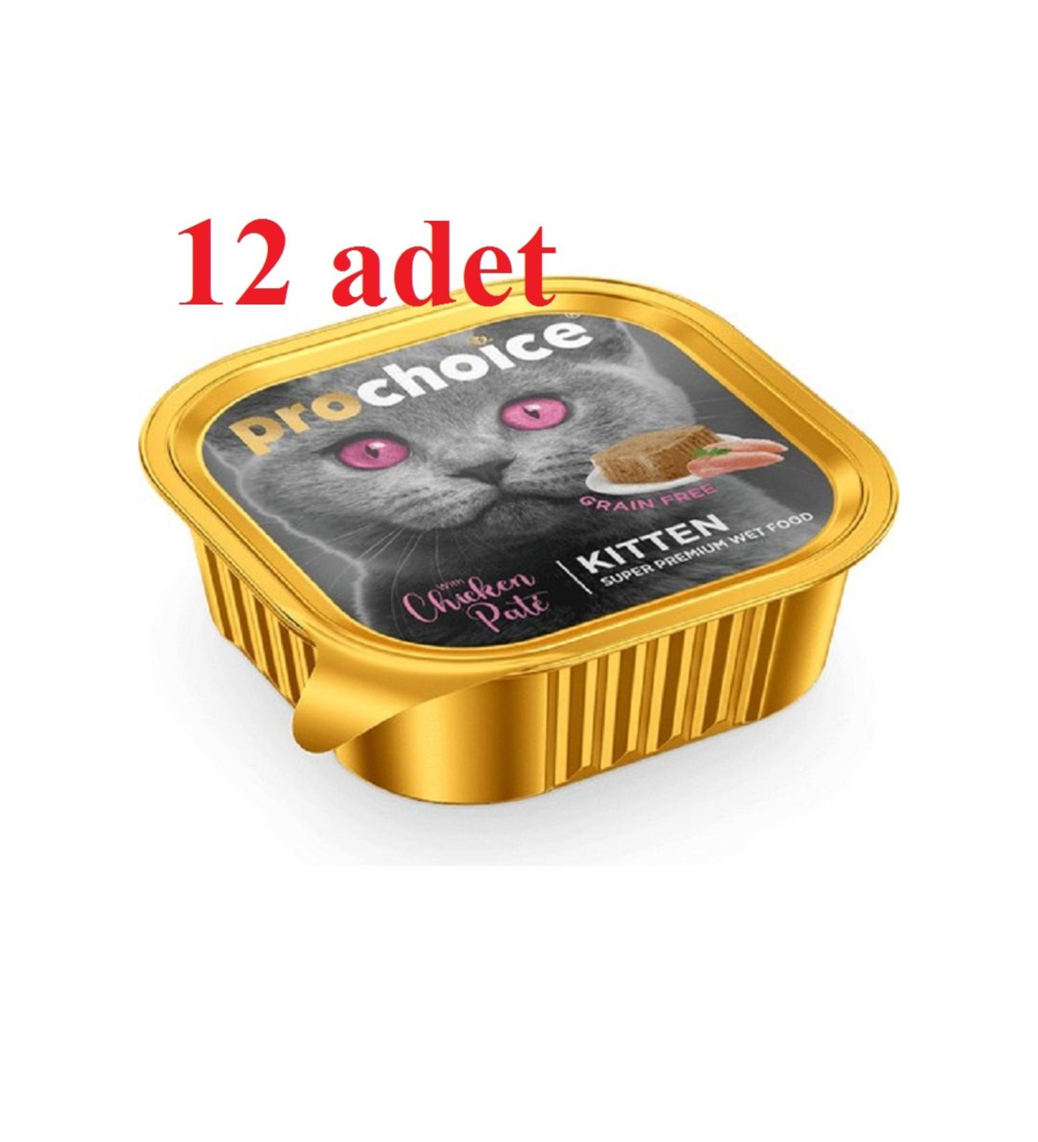 PROCHO SE Pro Choice Prochoice Kitten Pate Chicken Alu Tray Kitten Canned Food 100 gr x 12 Pieces