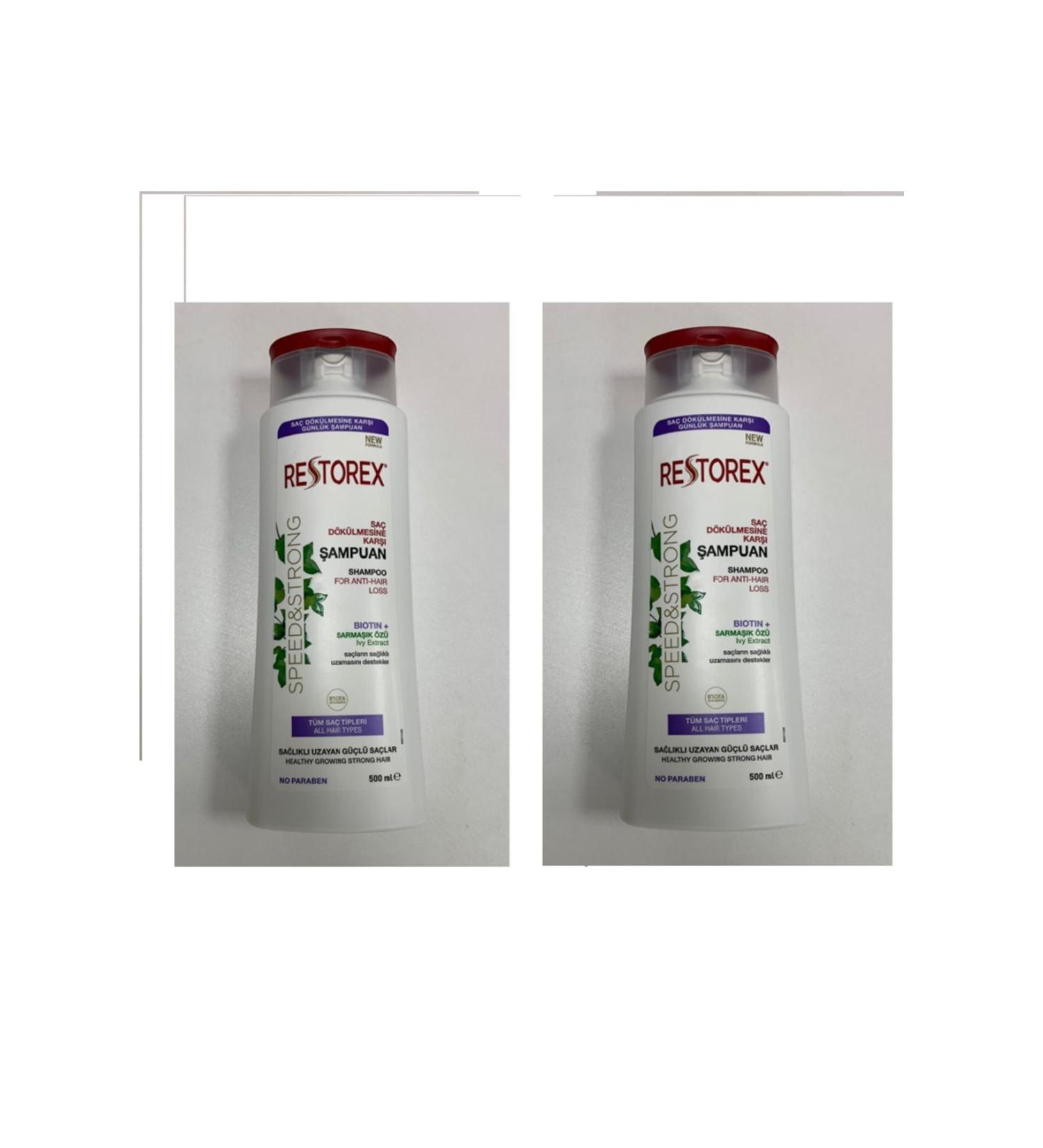 Restorex Shampoo Healthy Growth Effective 500 ml Against Hair Loss X2 Pieces