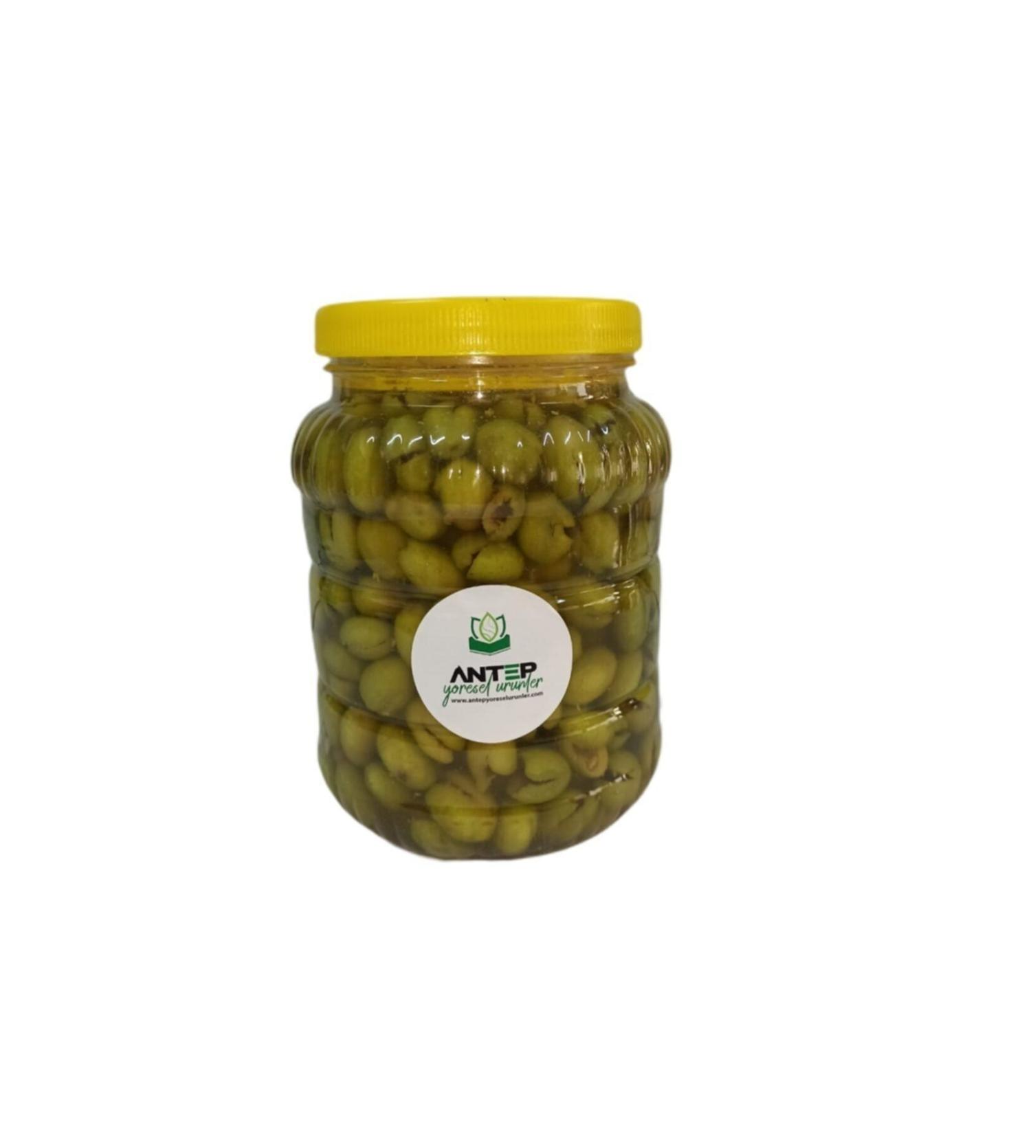 Antep Local Products Hand-Crushed Pitted Green Olives 2 Liters