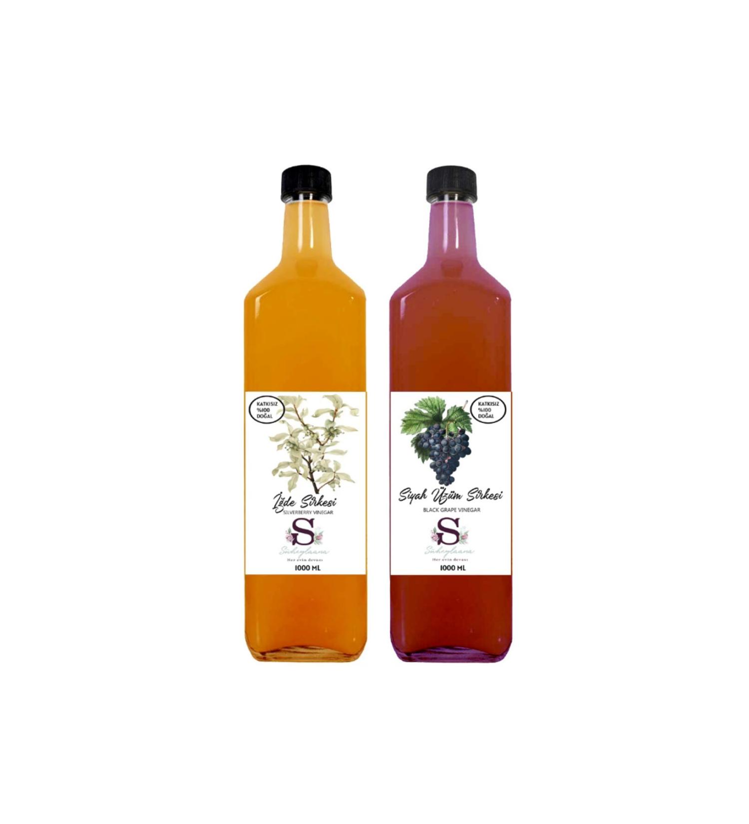 Suheylaana Natural Oleaster Vinegar 1000 ml and Grape Vinegar 1000 ml
