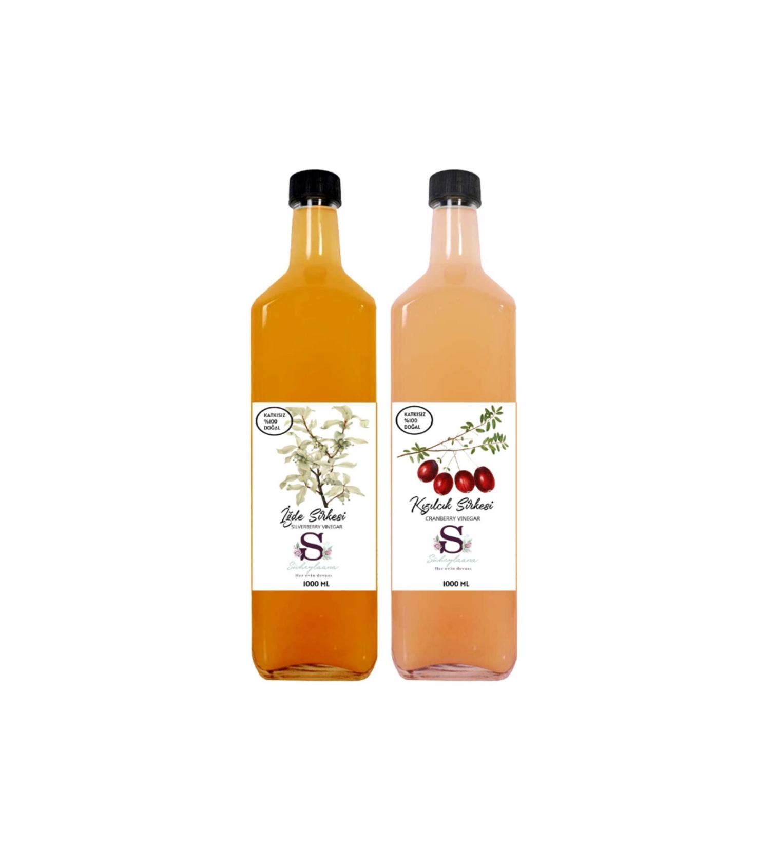 S heylaana Natural Oleaster Vinegar 1000 ml and Cranberry Vinegar 1000 ml