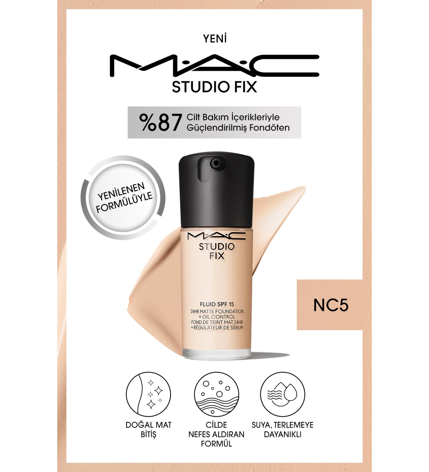 Mac 24 Hour Lasting Matte Foundation - Studio Fix Fluid Spf15 - Color: Nc5 - 30ml - Buy Online on GoSupps.com