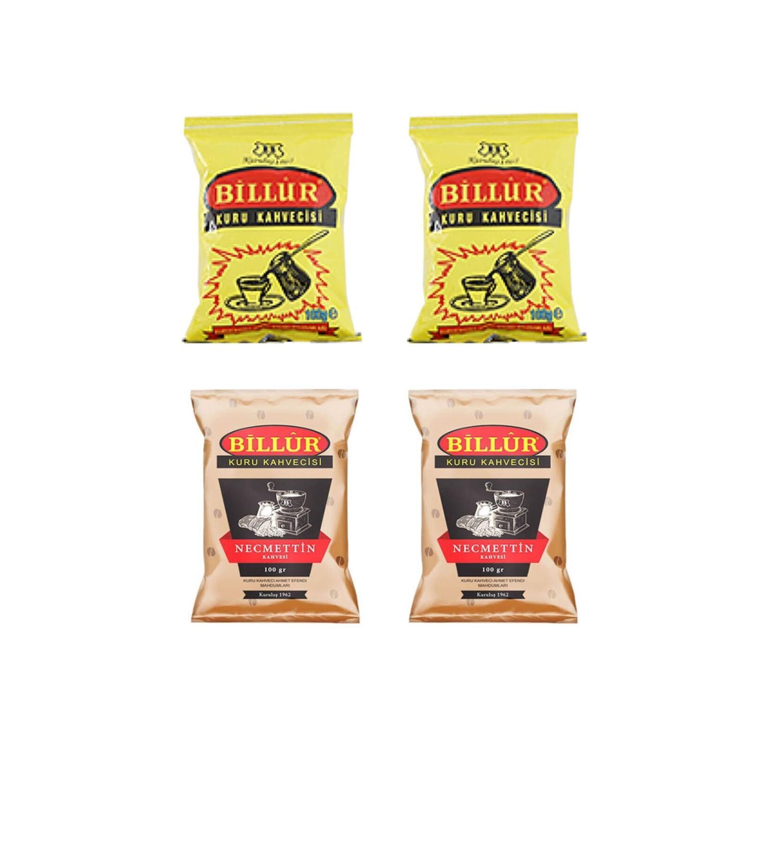 Billur Coffee Set (2 Turkish Coffee 100gr + 2 Dibek Necmettin Coffee 100gr) - Buy Online on GoSupps.com