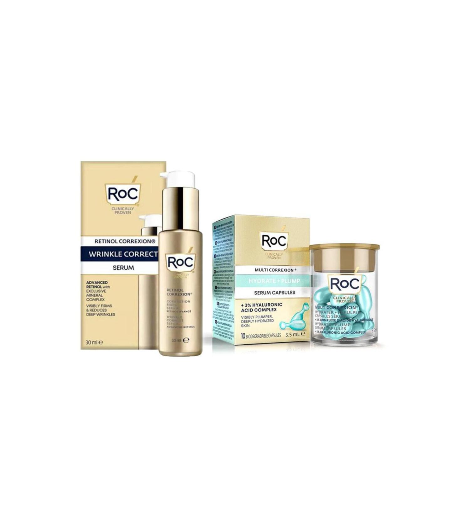 Roc Retinol Correxion Anti-Wrinkle Serum 30ML + Moisture and Vitality Capsule Serum 10 Capsules 2 - Buy Online on GoSupps.com