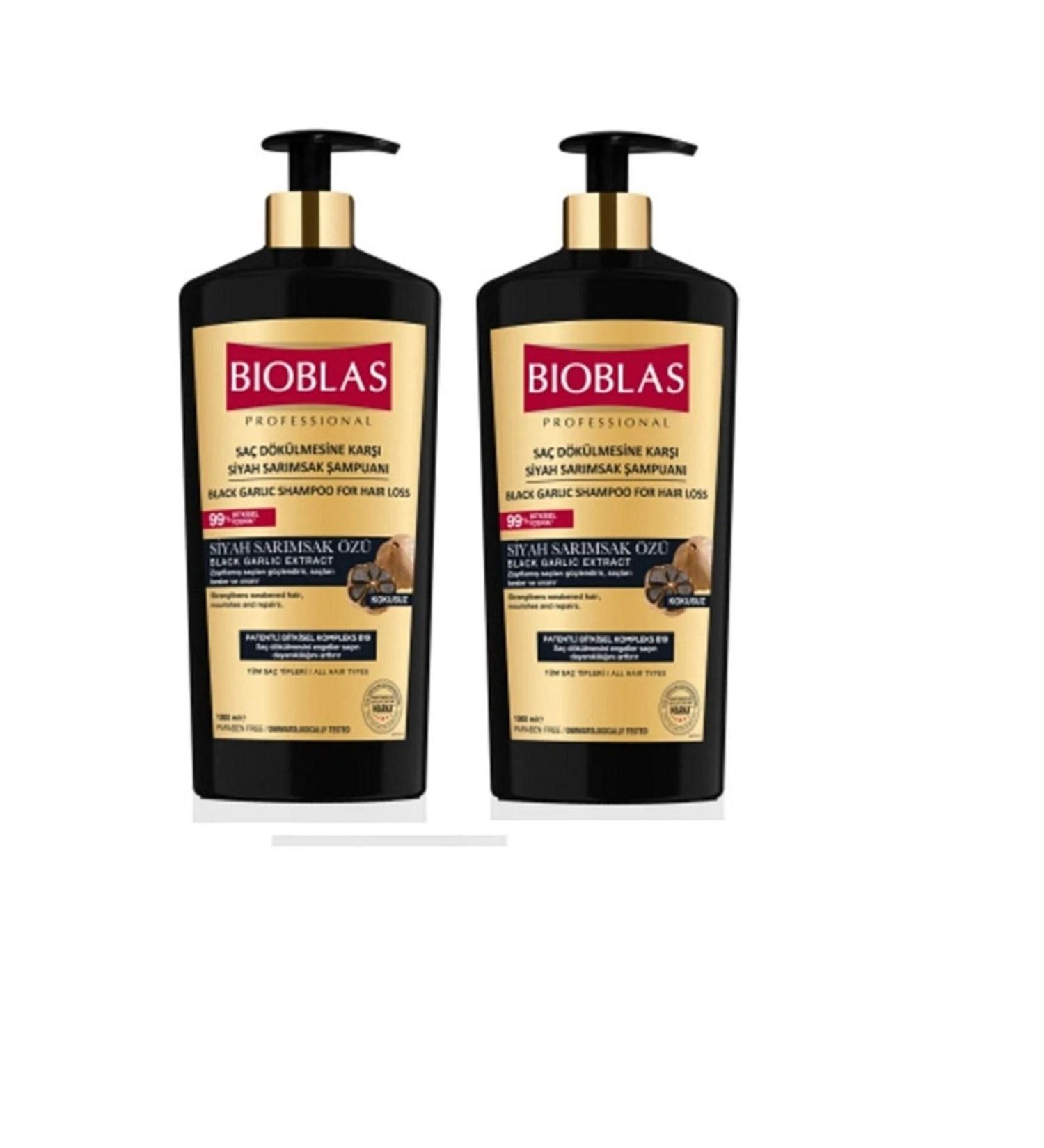 Bioblas Black Garlic Extract Anti Hair Loss Black Garlic Shampoo 1000ml X Set of 2