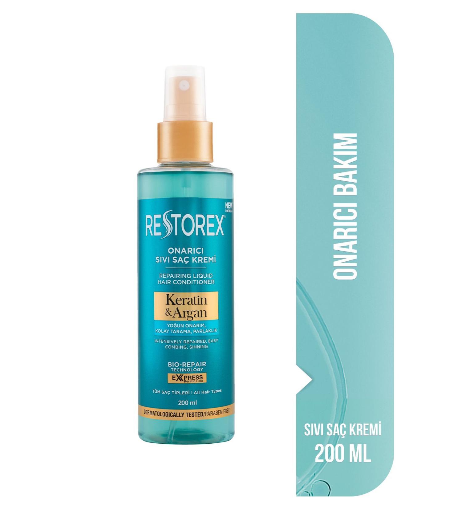 Restorex Keratin & Argan Repairing Liquid Hair Care Cream 200 Ml - Damaged and Damaged Hair - Buy Online on GoSupps.com