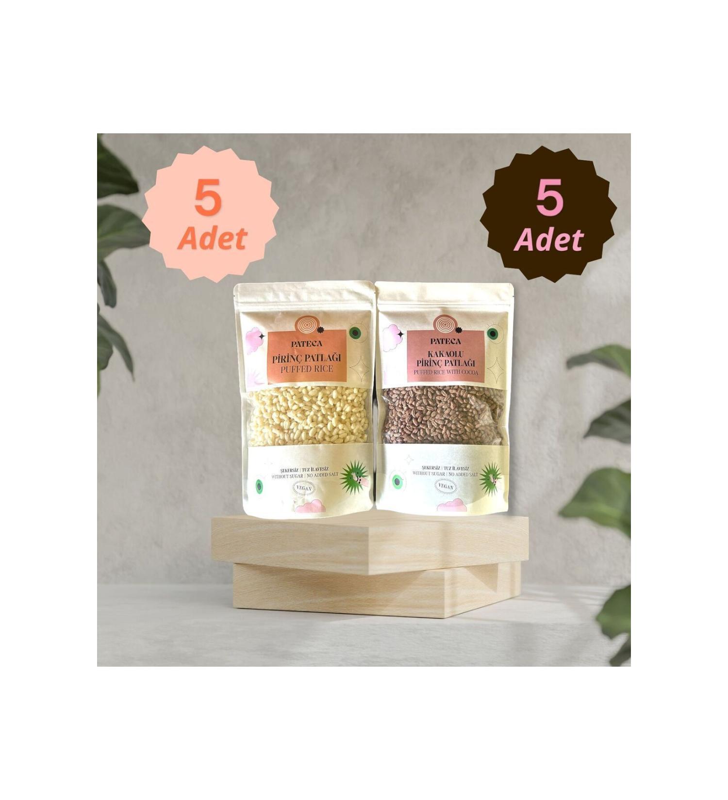 pateca Sugar-free Plain Rice Crisps 230g X5 And Sugar-free Cocoa Rice Crisps 230g X5