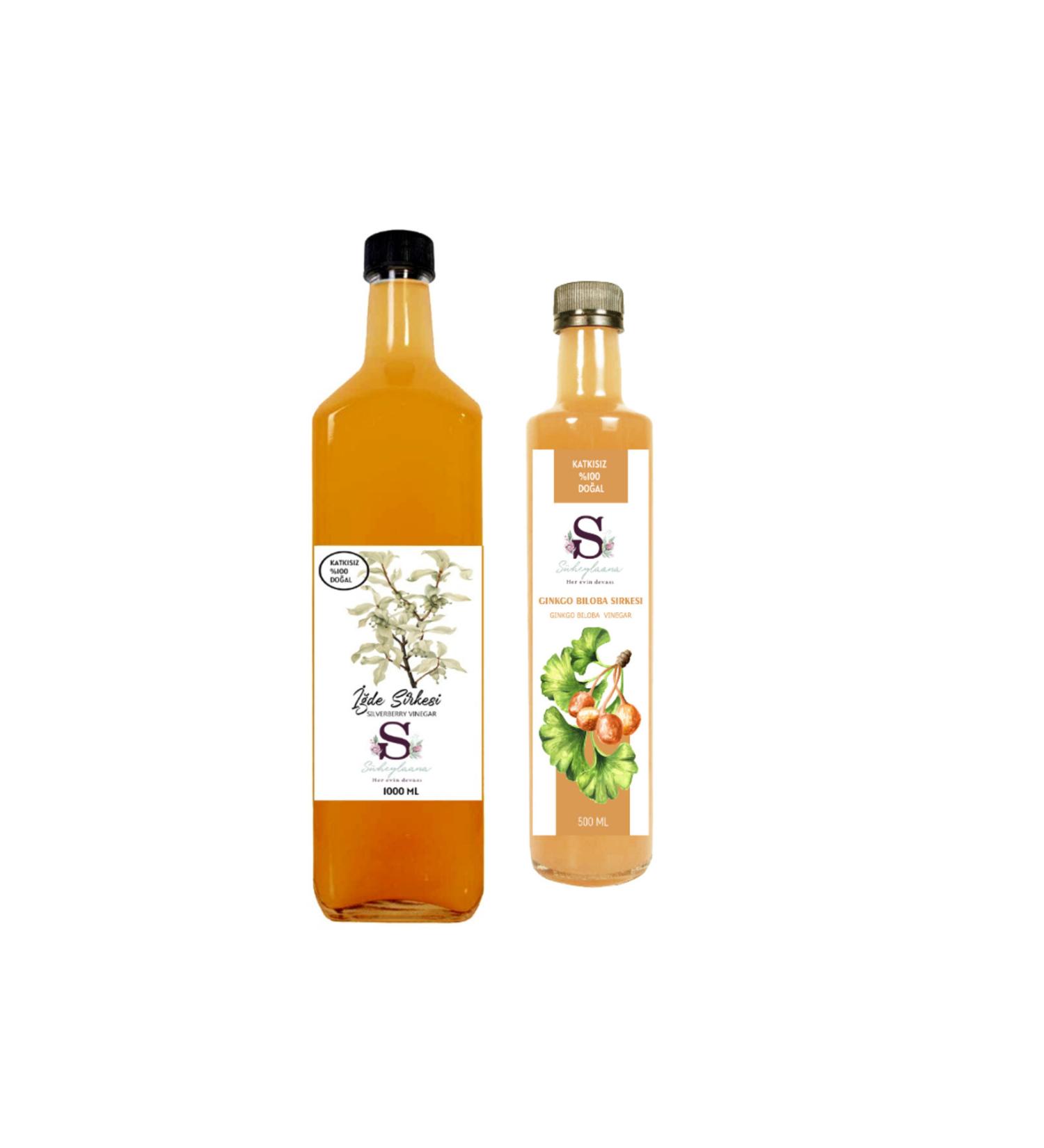 S heylaana Natural Oleaster Vinegar 1000 ml and Ginkgo Biloba Vinegar 500 ml