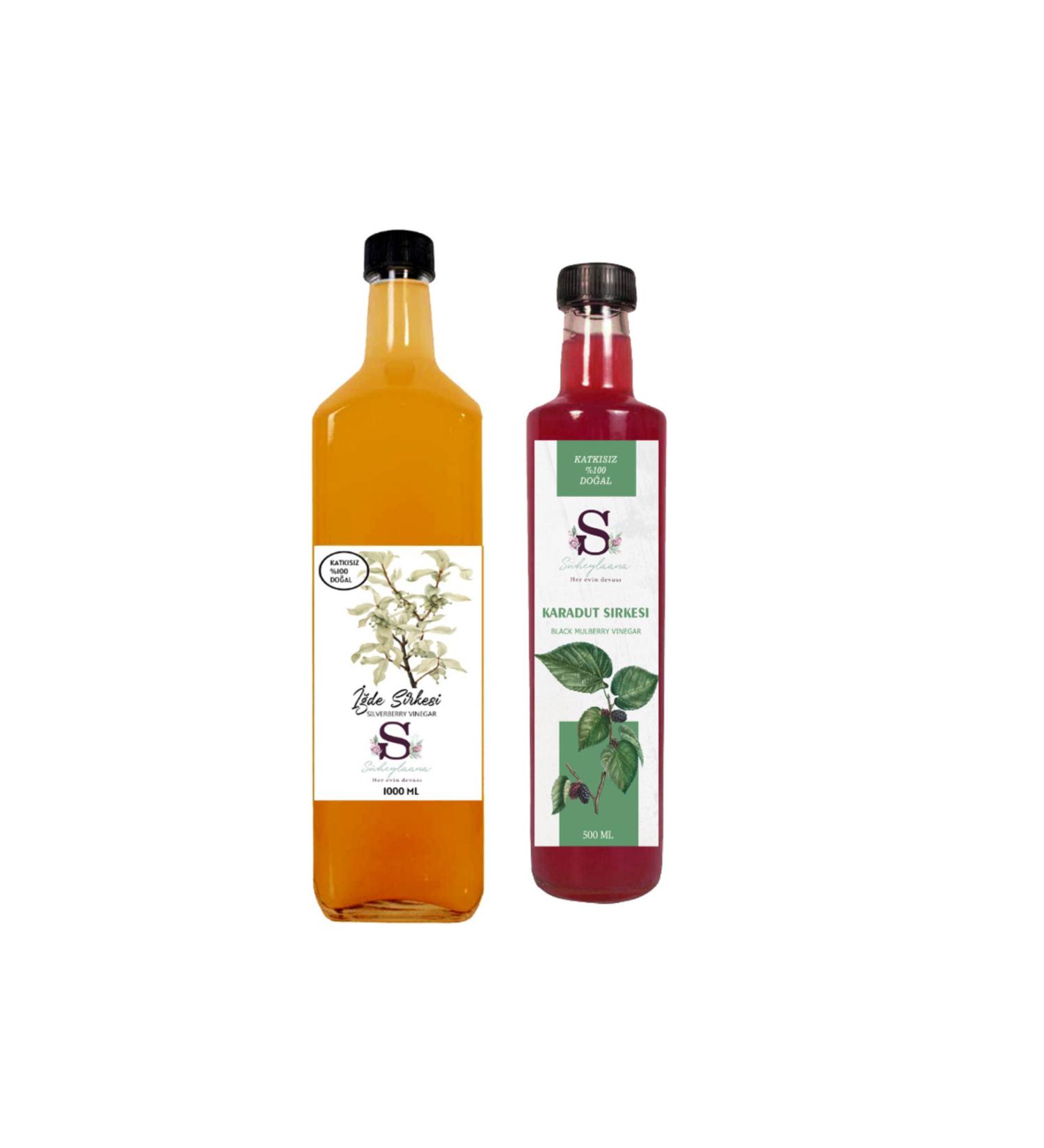 S heylaana Natural Oleaster Vinegar 1000 ml and Black Mulberry Vinegar 500 ml