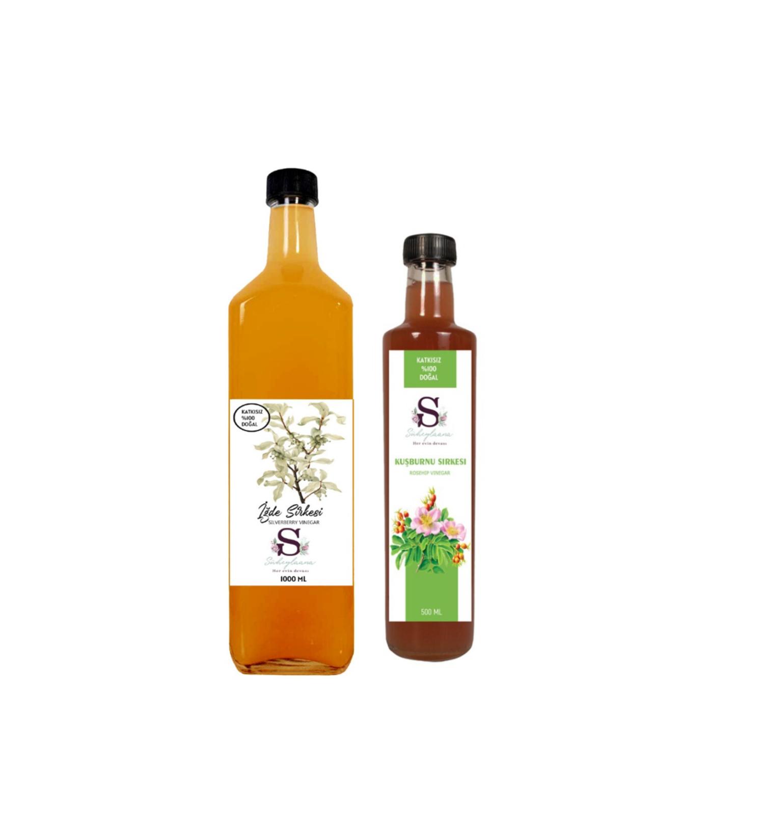 S heylaana Natural Oleaster Vinegar 1000 ml and Rosehip Vinegar 500 ml