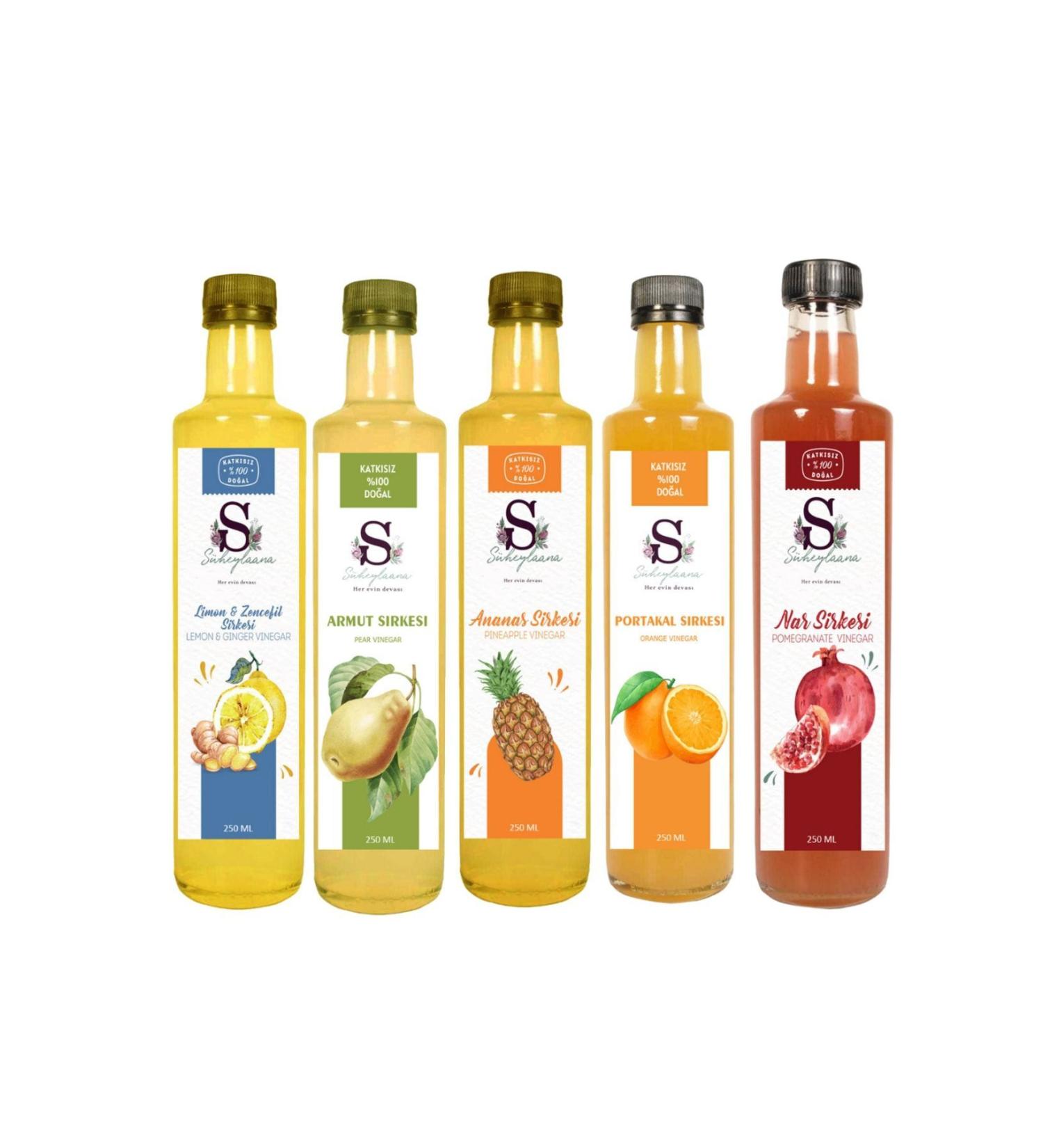 Suheylaana Pomegranate Orange Pineapple Pear and Lemon & Ginger Vinegar 250 Ml