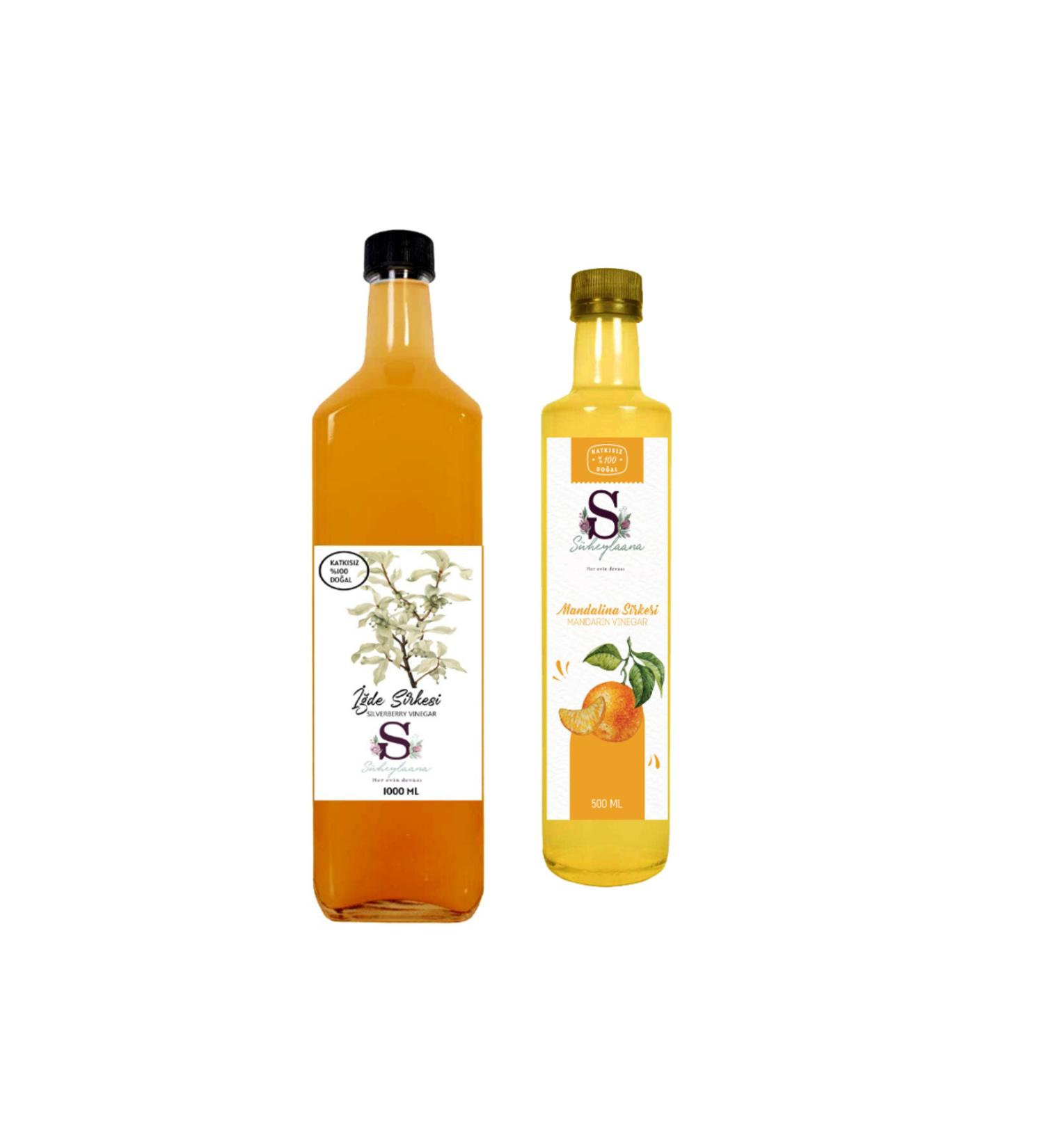 Suheylaana Natural Oleaster Vinegar 1000 ml and Tangerine Vinegar 500 ml