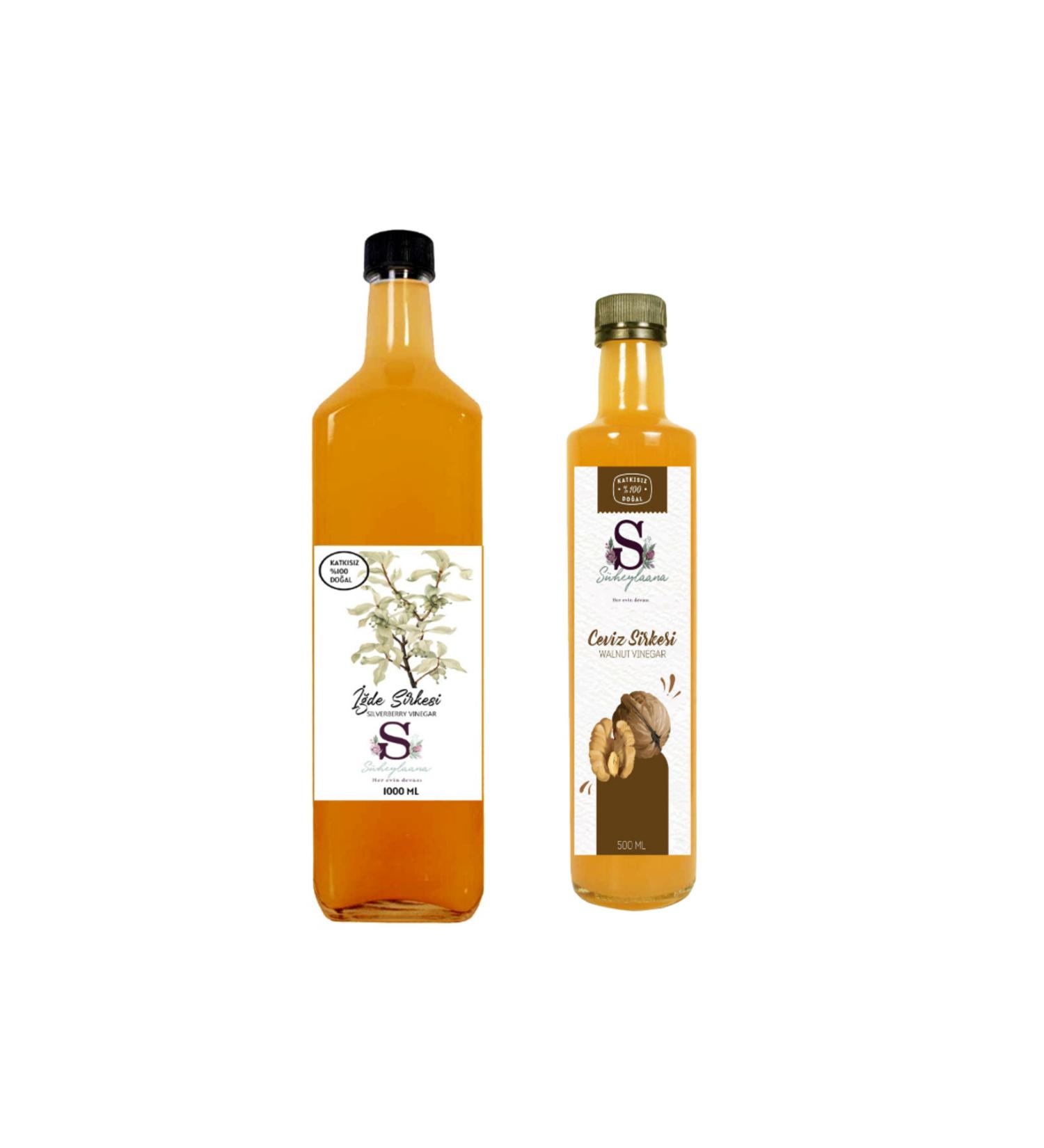 Suheylaana Natural Oleaster Vinegar 1000 ml and Walnut Vinegar 500 ml