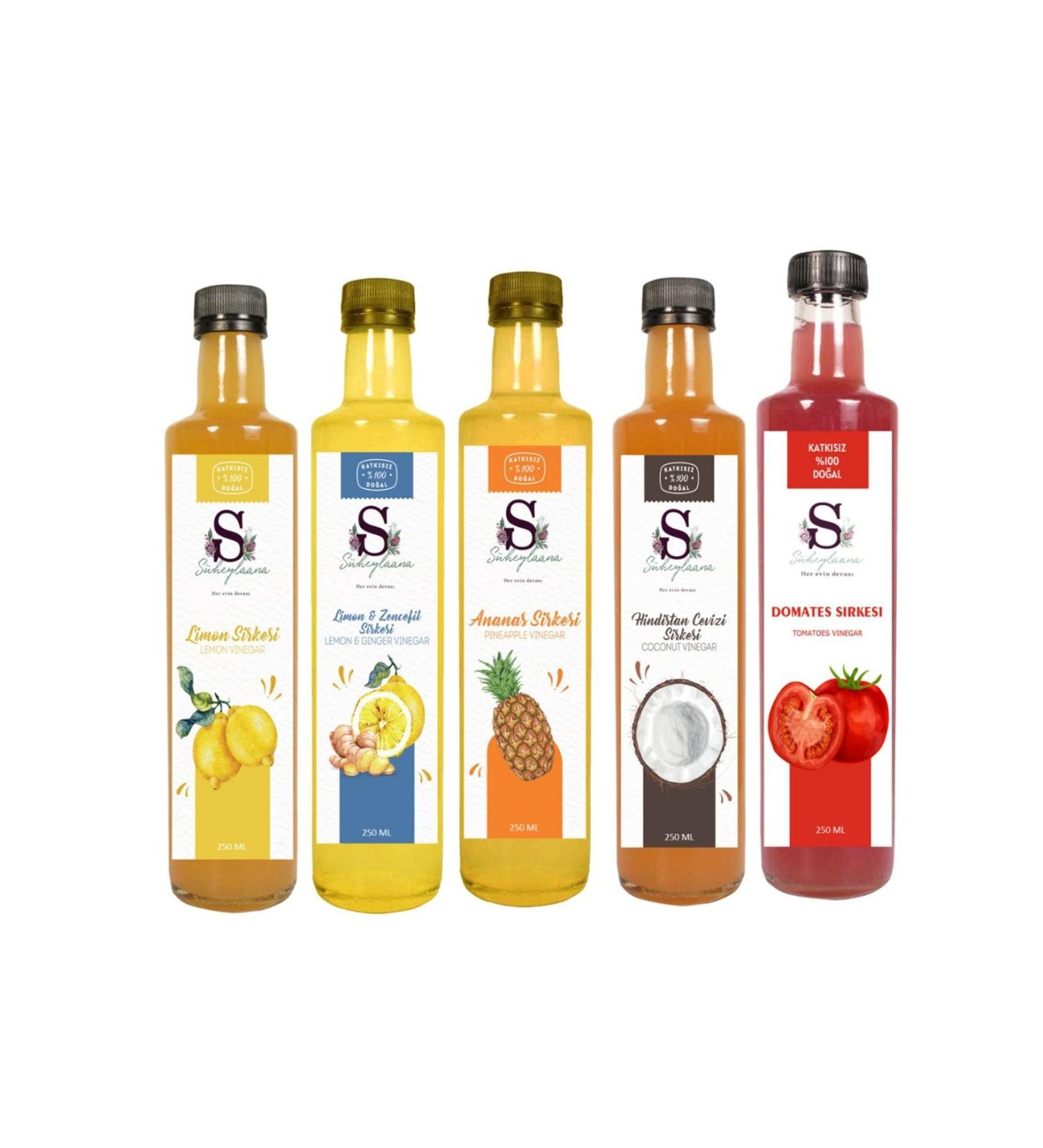 Suheylaana Tomato Coconut Pineapple Lemon and Lemon & Ginger Vinegar 250 Ml