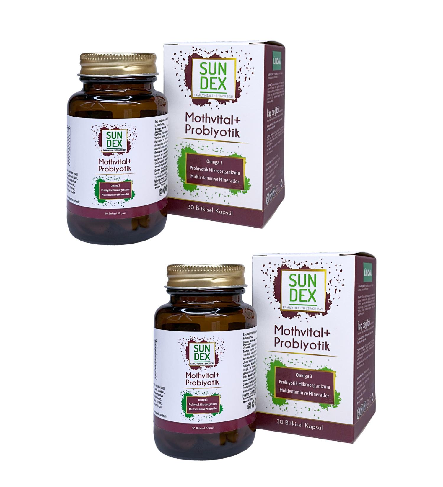 Sun Dex Family Health Since 2021 2 Pack Mothvital+Probiotic 30 Herbal Capsules - Buy Online on GoSupps.com