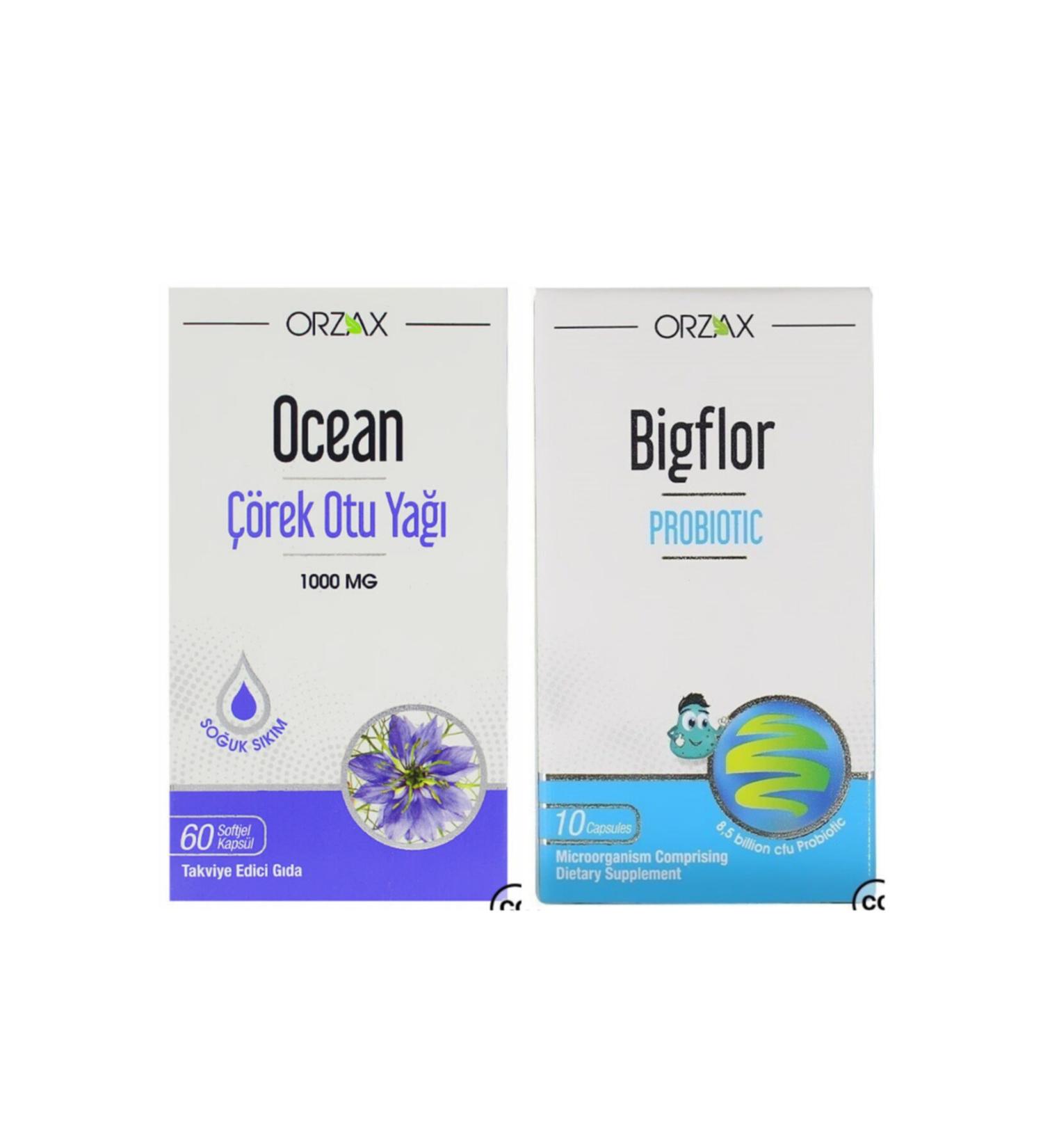 Ocean Black Cumin Oil 1000 Mg 60 Capsules and Bigflor Probiotic 10 Capsules