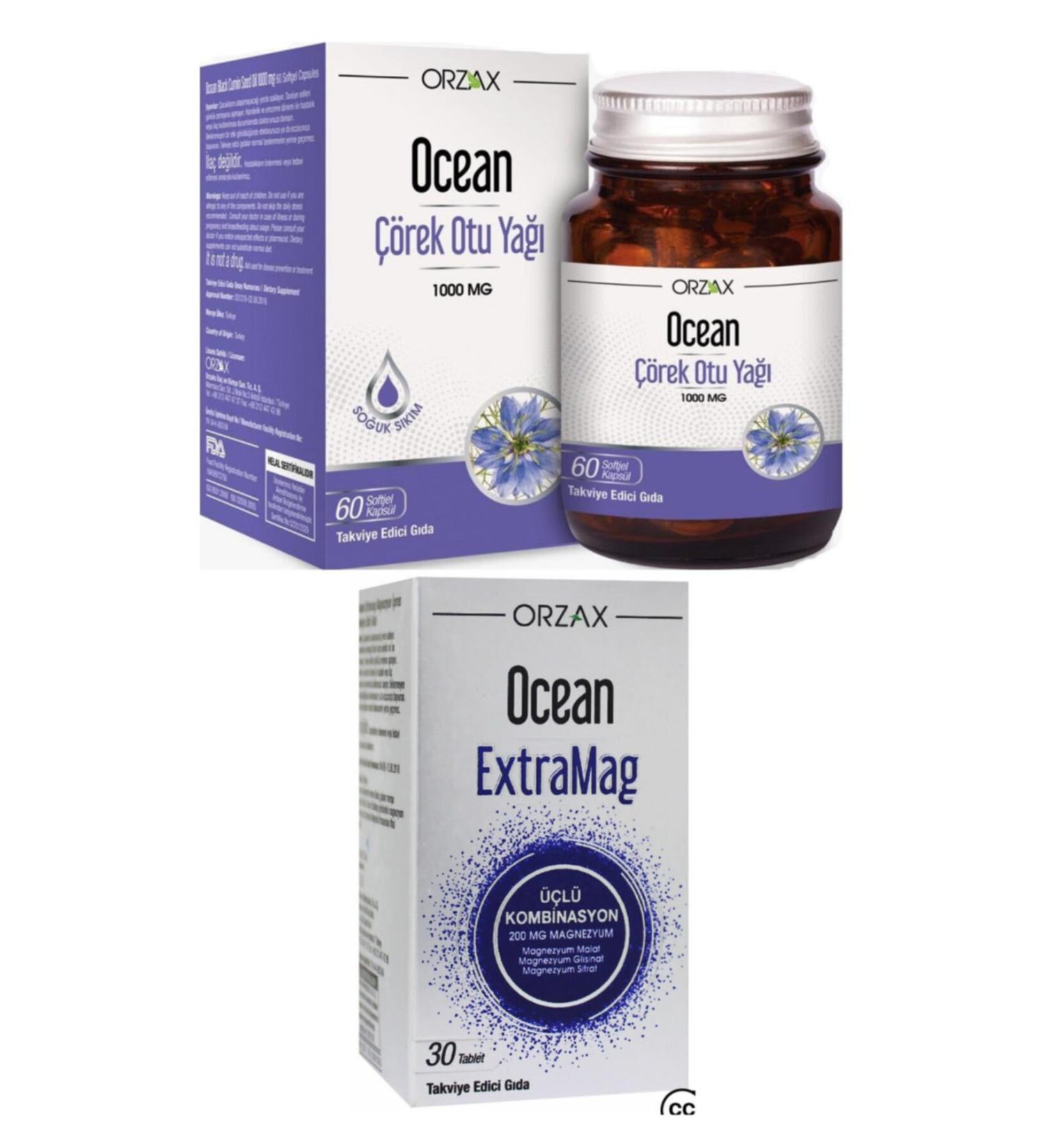 Ocean Black Cumin Oil 1000 mg 60 Capsules and Ocean Extramag Triple Combination 30 Tablets