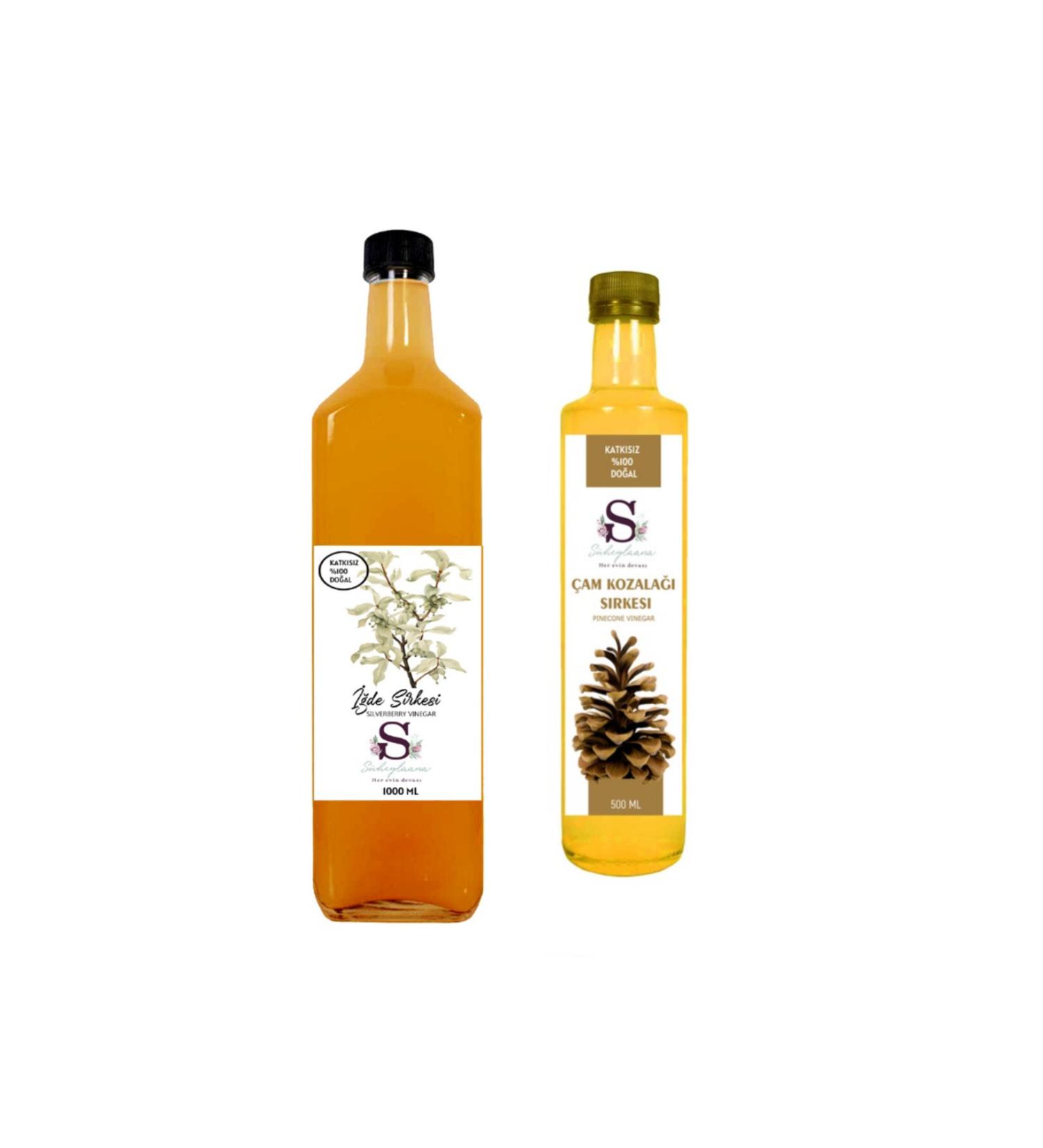S heylaana Natural Oleaster Vinegar 1000 ml and Pine Cone Vinegar 500 ml