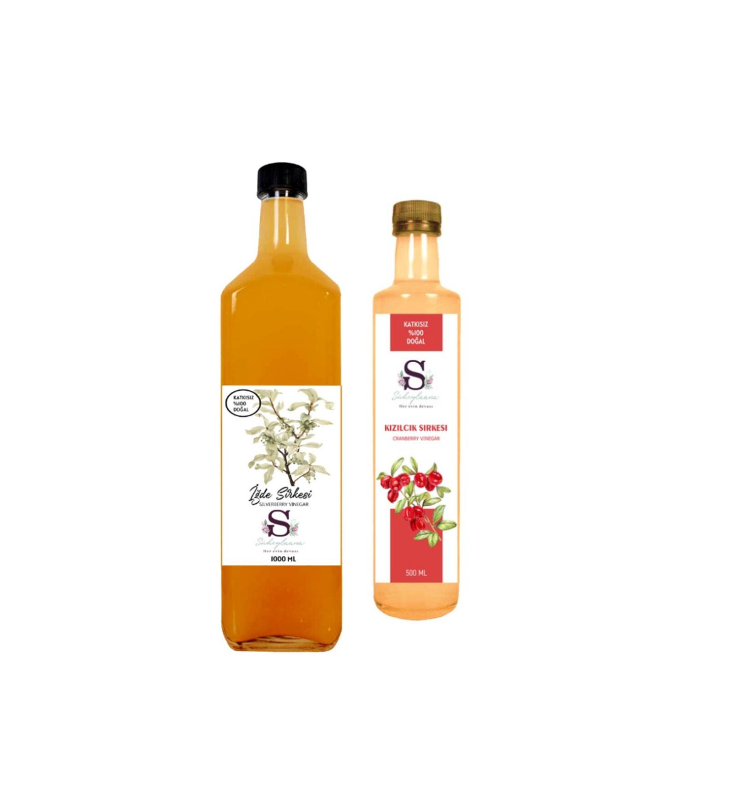 S heylaana Natural Oleaster Vinegar 1000 ml and Cranberry Vinegar 500 ml