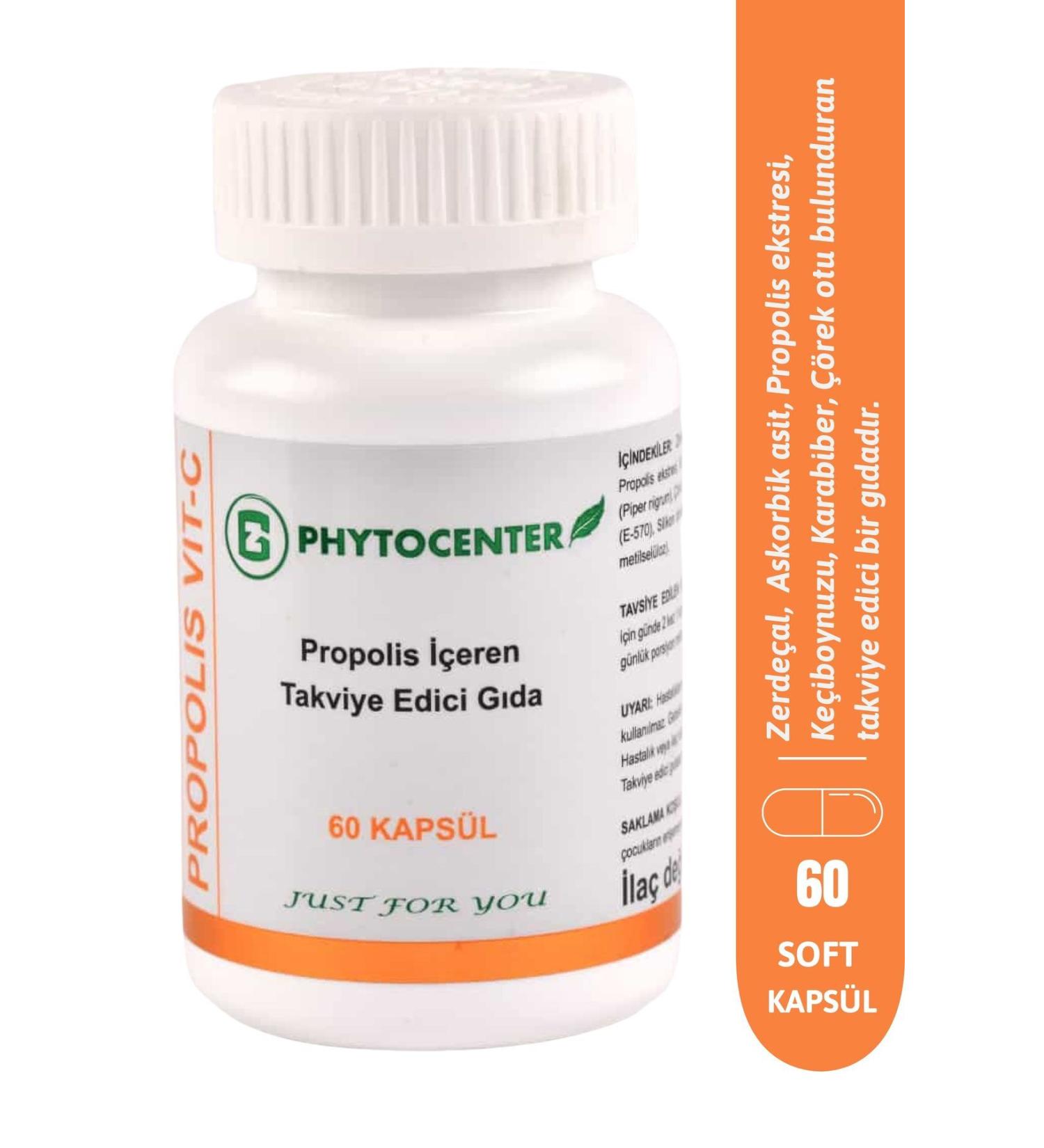 PHYTOCENTER Propolis Vit-c Supplementary Food Containing Propolis Turmeric and Vitamin C 60 Capsules - Buy Online on GoSupps.com