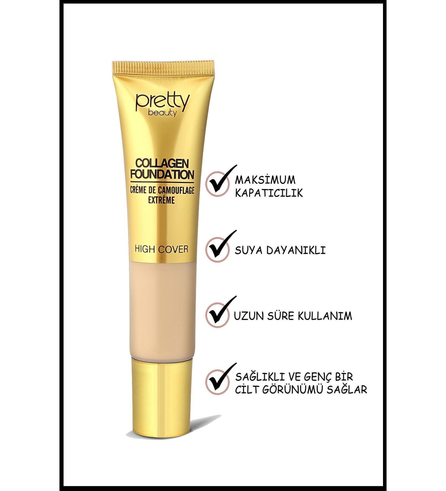 Pretty Beauty High Cover High Coverage Collagen Foundation No:3 - Buy Online on GoSupps.com