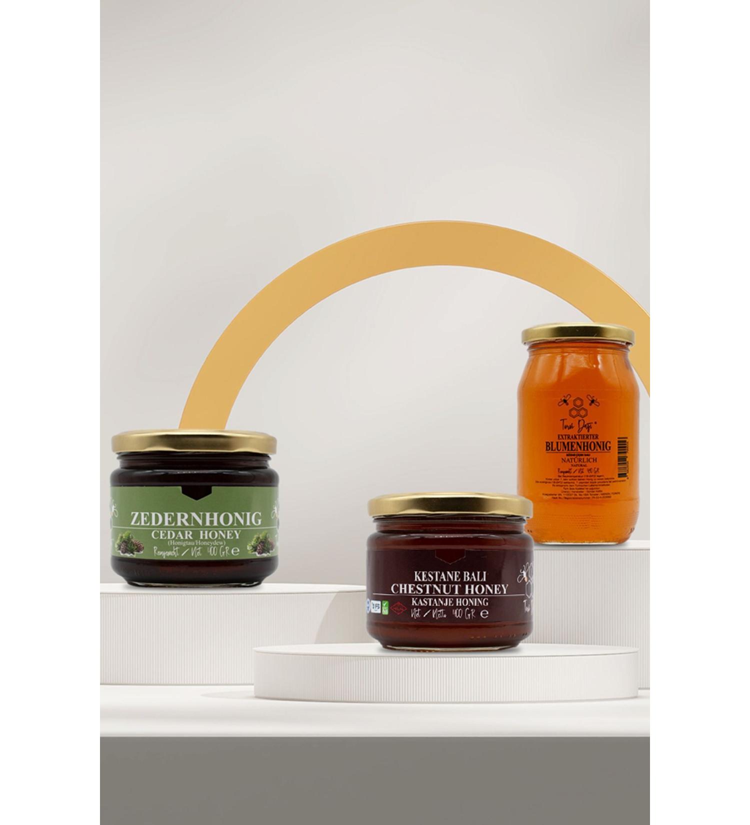 Toros Mountain Advantageous Package - Pure Flower Honey 480 gr - Chestnut Honey 400 gr - Cedar Honey 400 gr - Buy Online on GoSupps.com