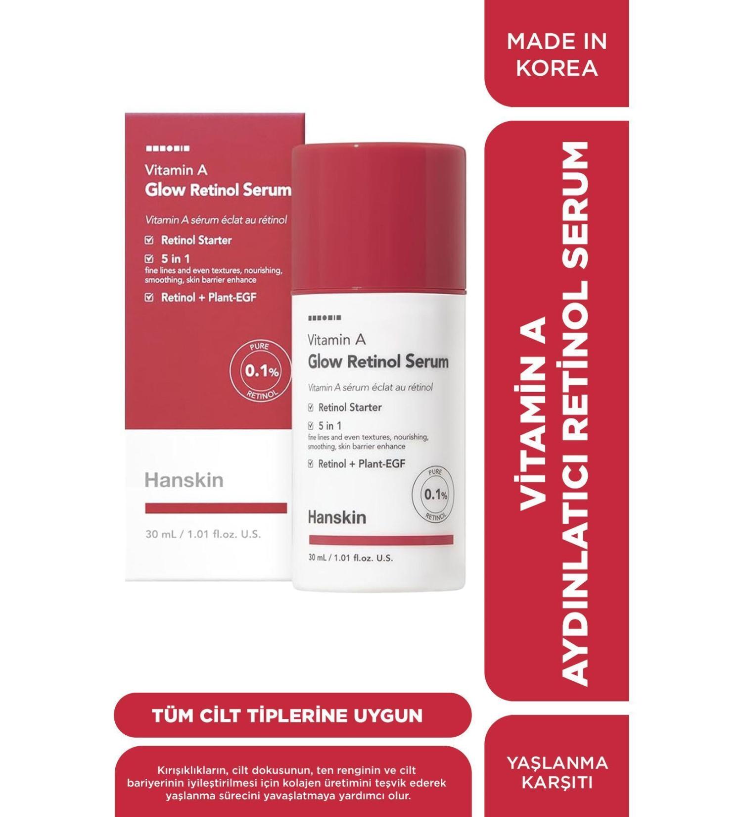 Hanskin Vitamin A Glow Retinol Serum-Anti-Aging-Equalizing-Brightening-30 Ml - Buy Online on GoSupps.com