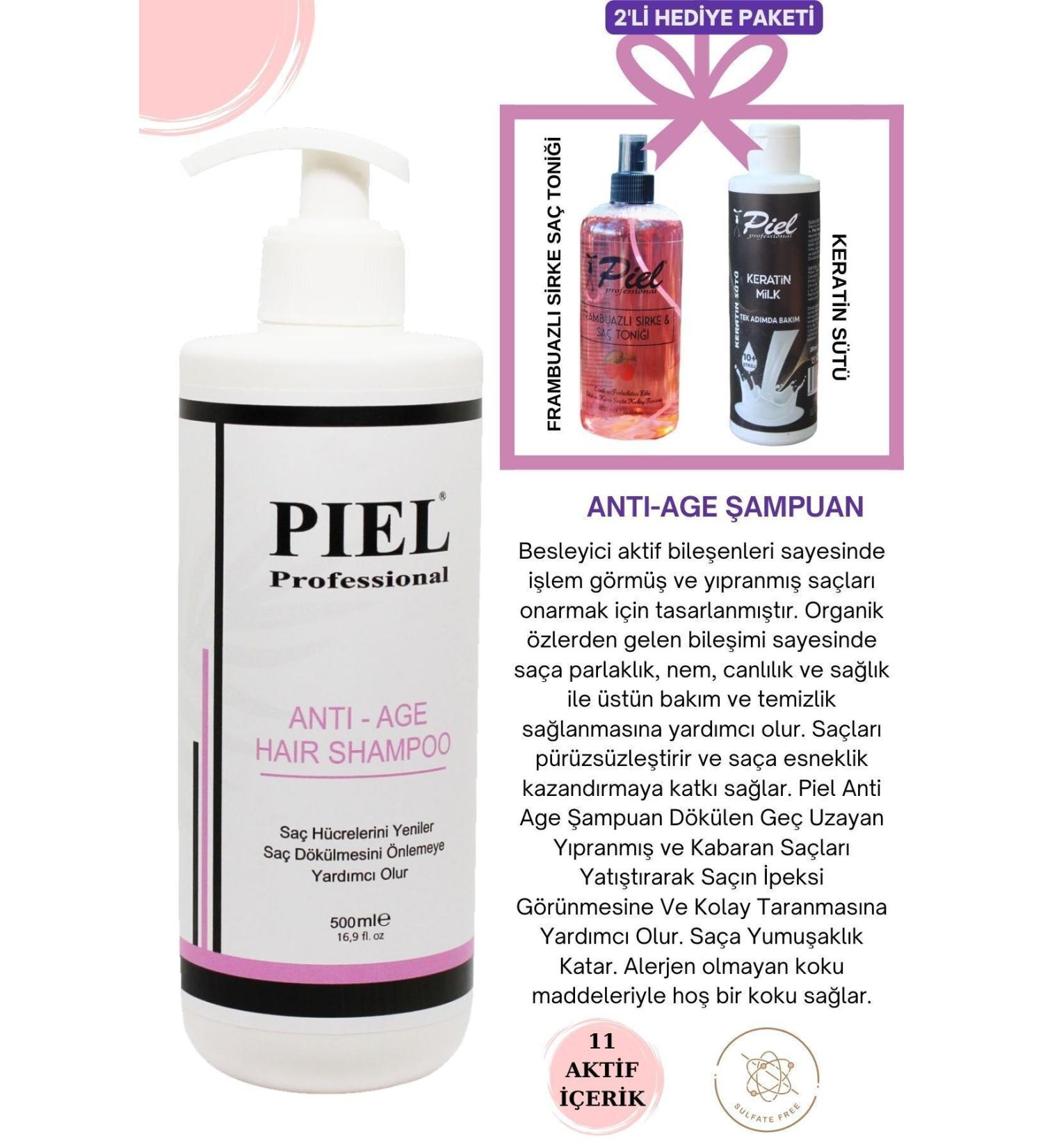 PIEL Hair Loss Sulfate-Free Care Shampoo Salt-Free Collagen and Keratin Additive 500 ml (GIFT)
