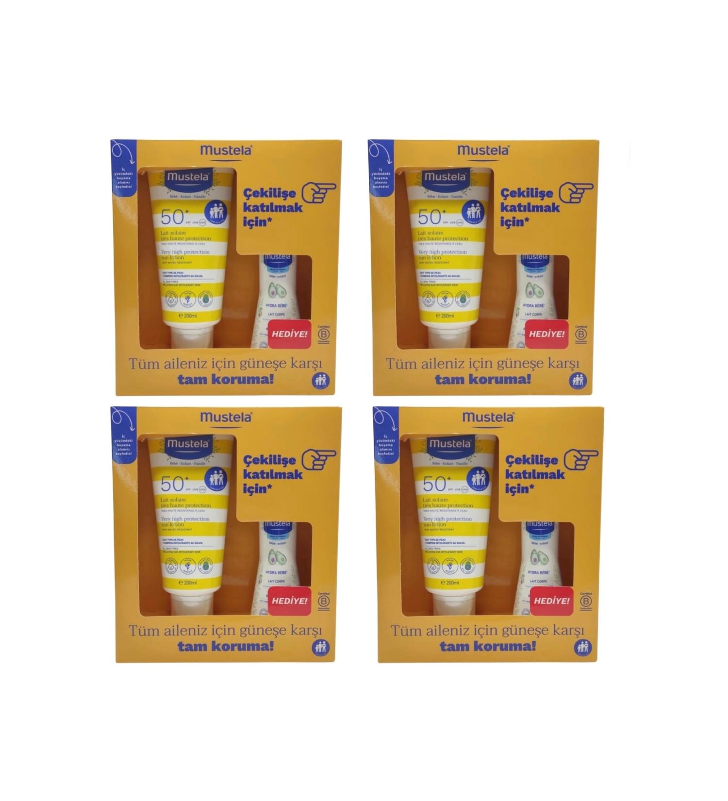 Mustela Spf50+ Sun Lotion 200 ml + Hydra Baby Body Lotion 100 ml x 4 Pieces