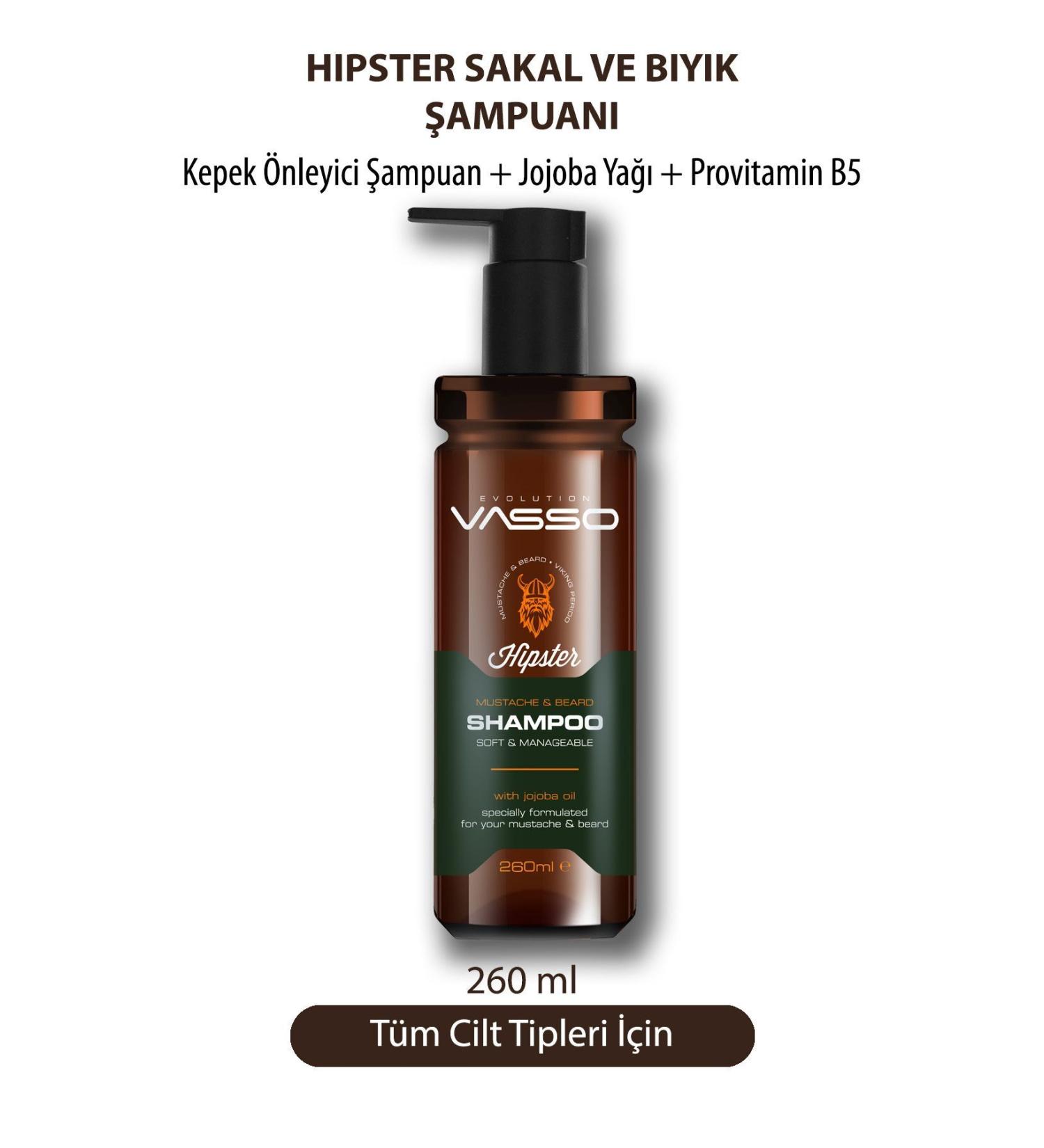 Vasso Men Hipster Viking Beard and Moustache Anti-Dandruff Shampoo 260 ml