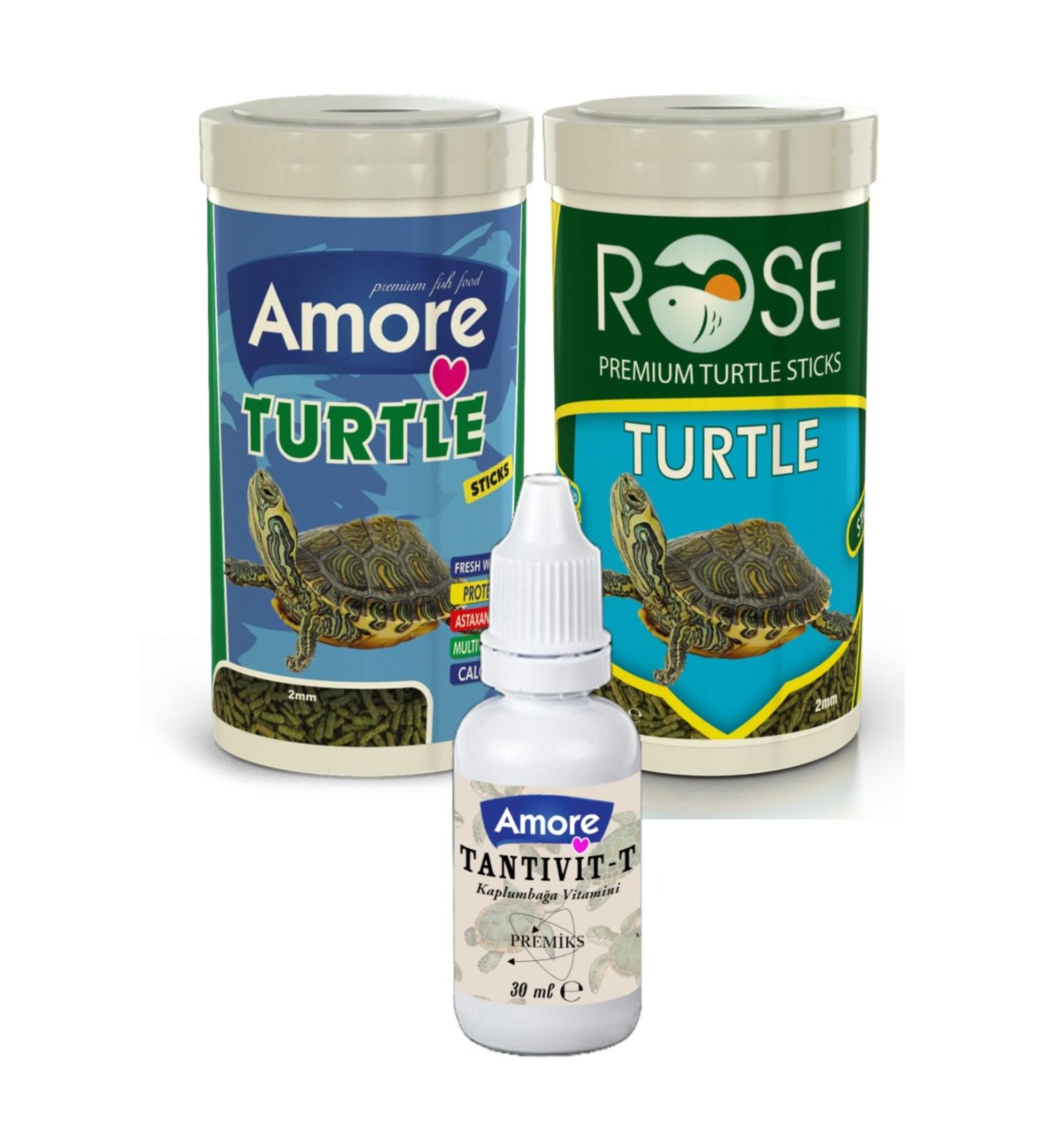 AMORE Sticks Turtle Food and Vitamin Set 2 Pieces 250 Ml Rose