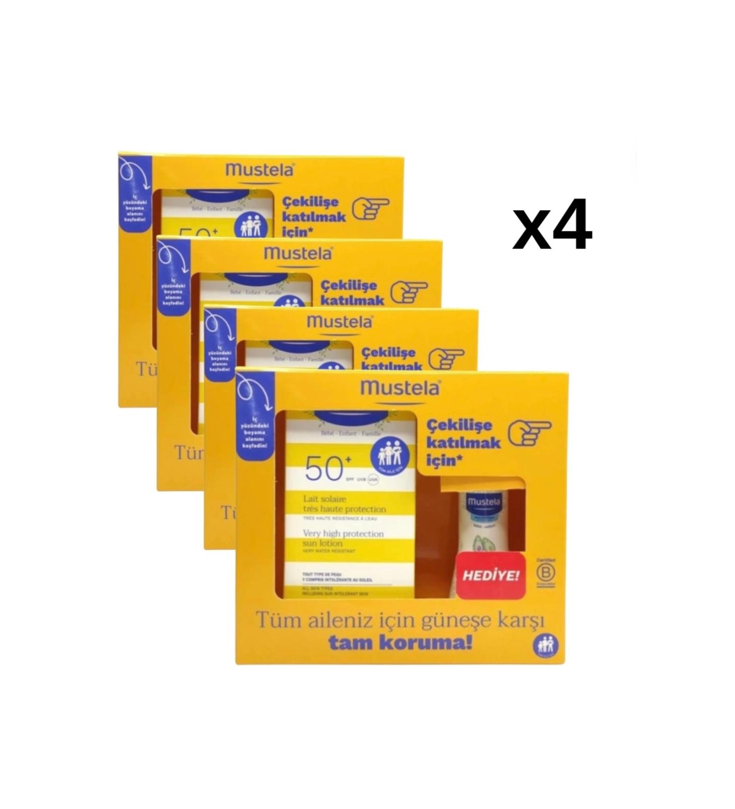 Mustela Spf50+ Sun Lotion 100ml + Hydra baby Body Lotion 50ml x 4 pcs