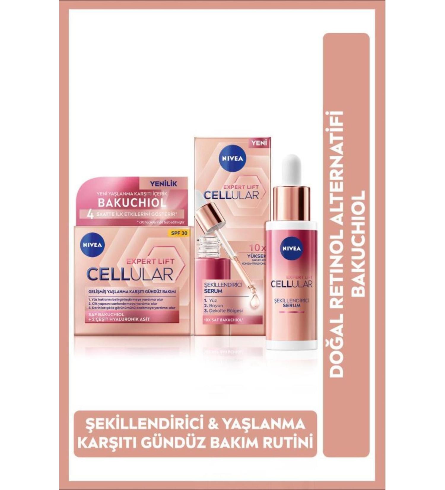 NIVEA RETINOL ALTERNATIVE BAKUCH OL SK N SERUM30ML AND HYALURONIC ACID DAY FACE CREAM50ML PSSN2897
